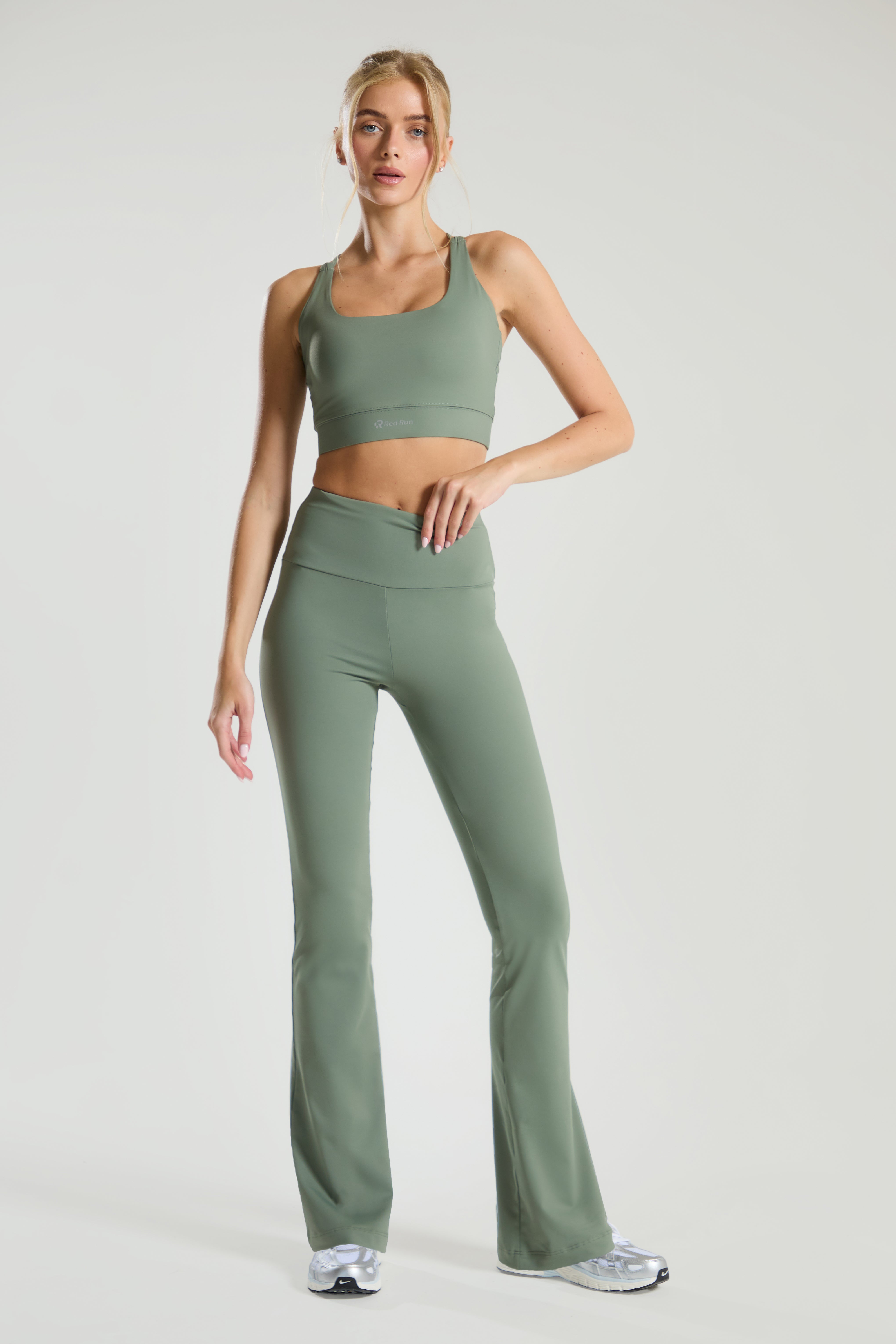 Active Strappy Workout Bra - Olive Green