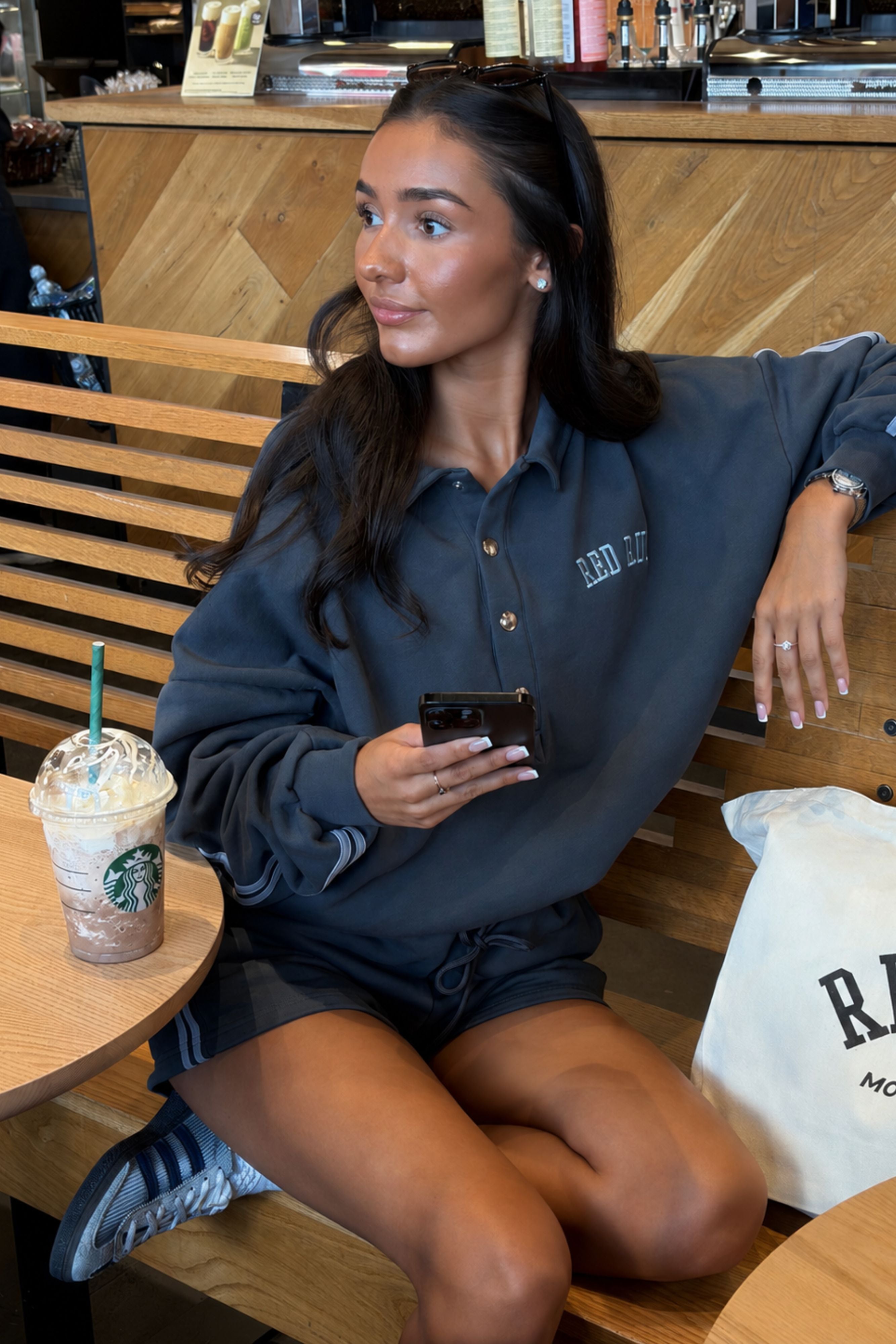 Active Striped Rugby Sweater - Slate Grey