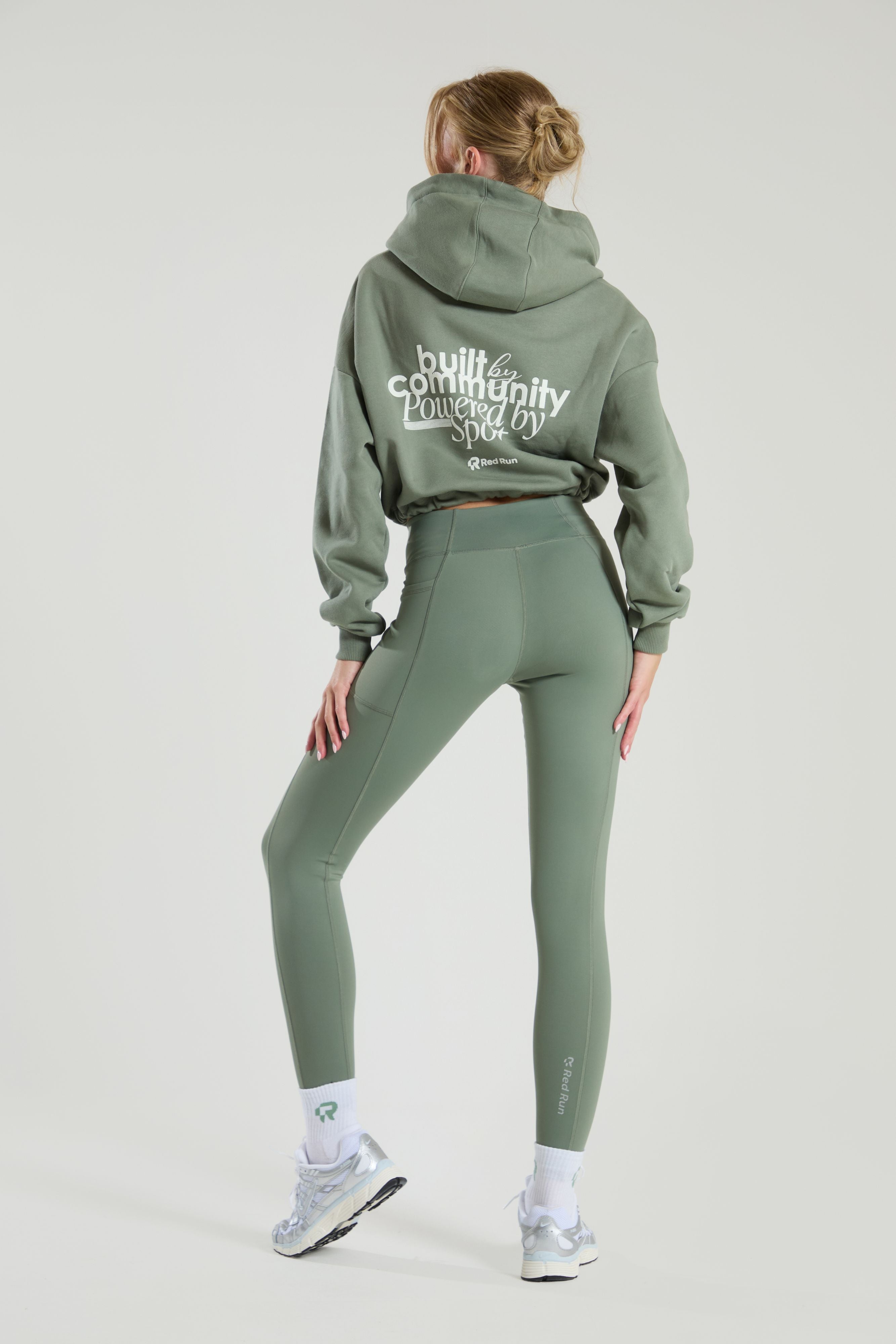 Active Cropped Hoodie - Olive Green