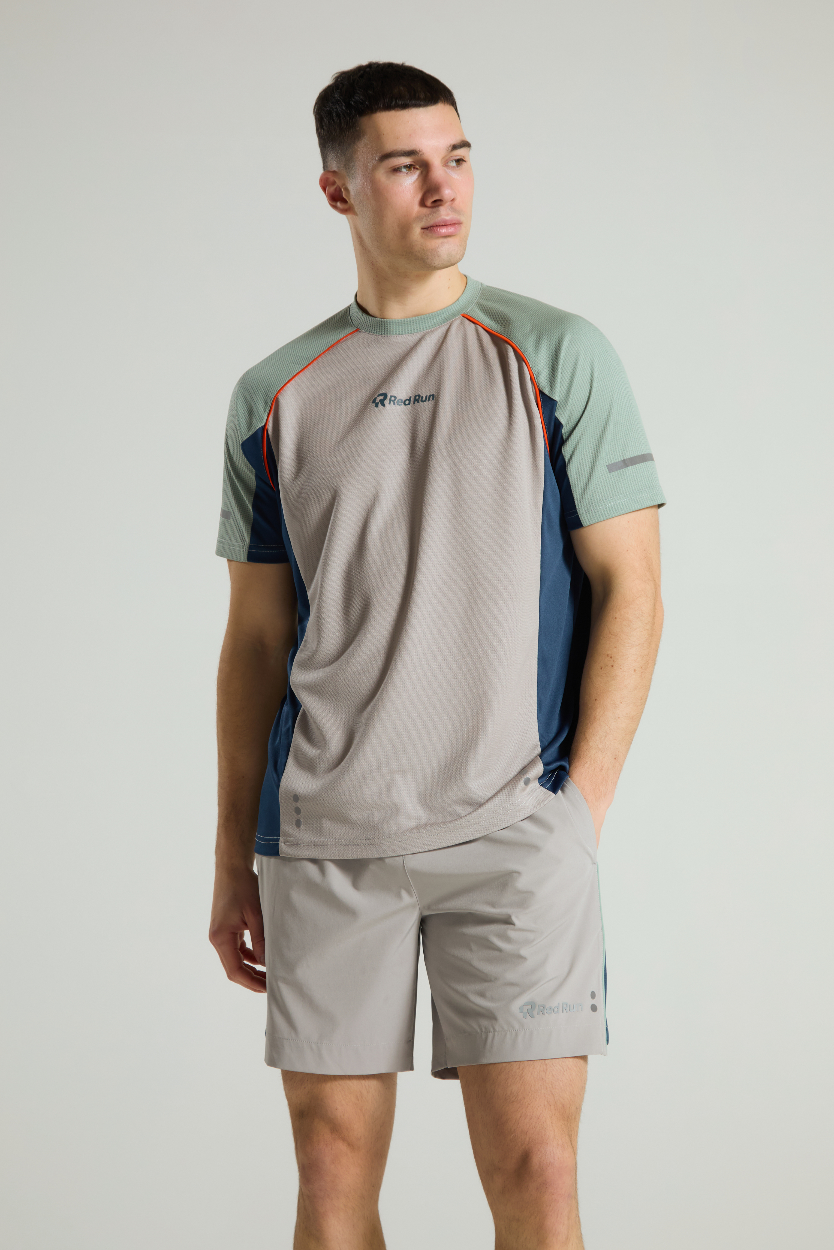 Men's Panelled Sports Short: Range 2 - Aqua Edge - Grey