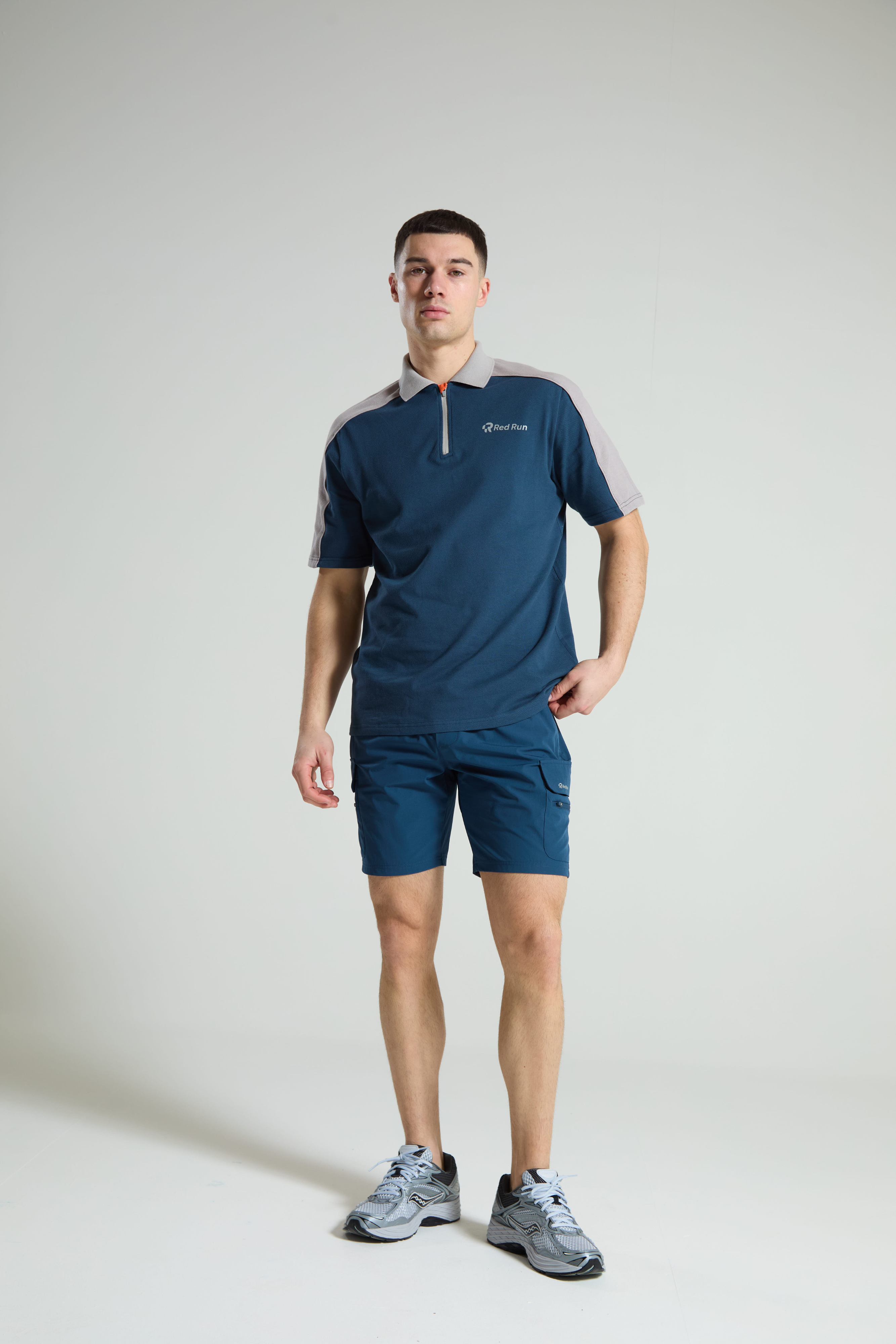 Men's Sport Zip Polo: Range 2 - Aqua Edge