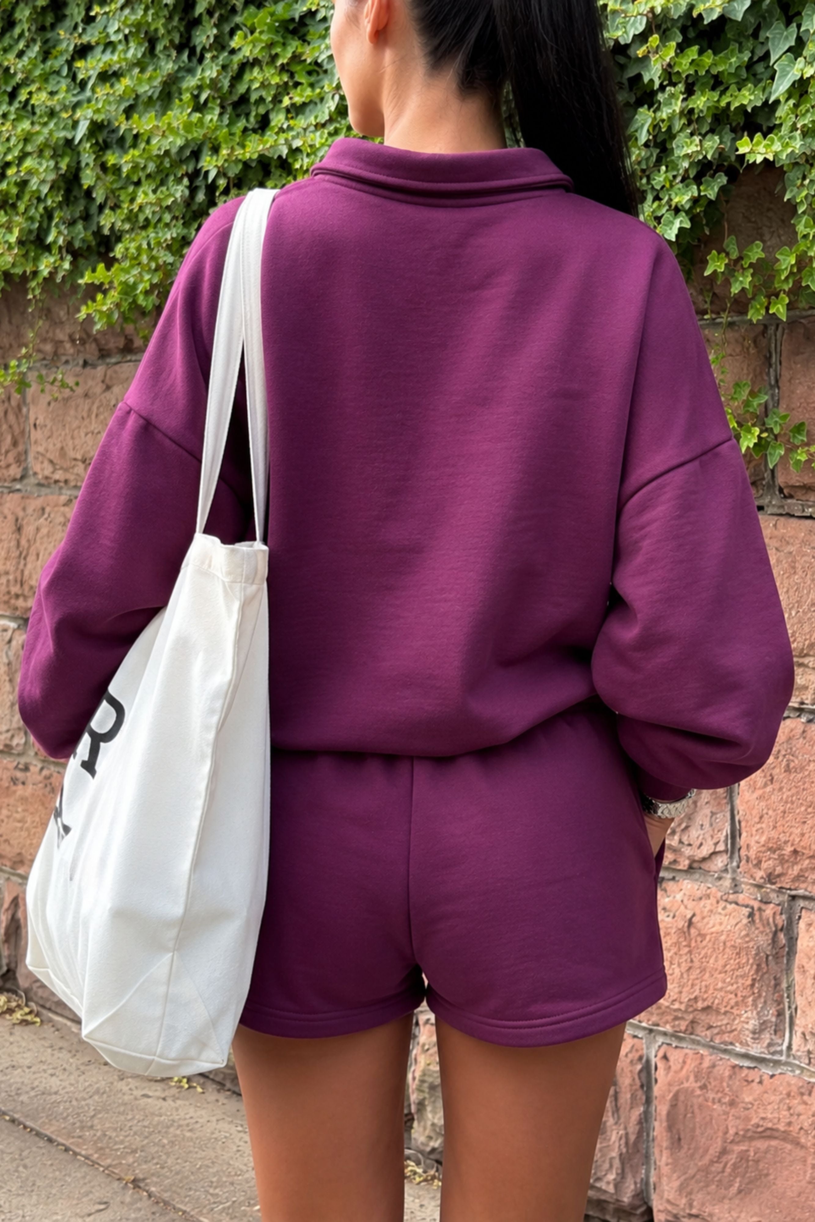 Active Striped Sweater Short - Burgundy