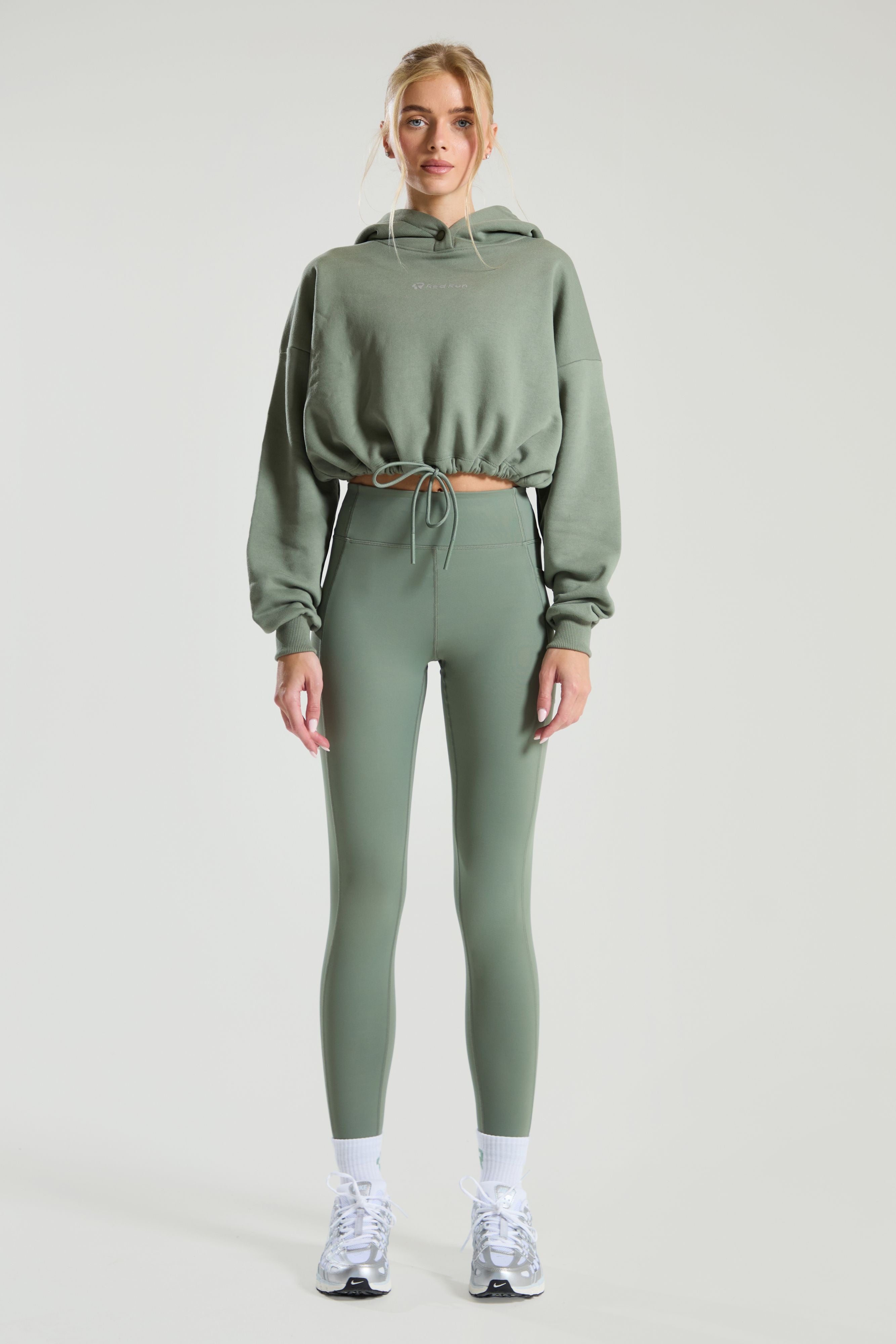 Active Cropped Hoodie - Olive Green