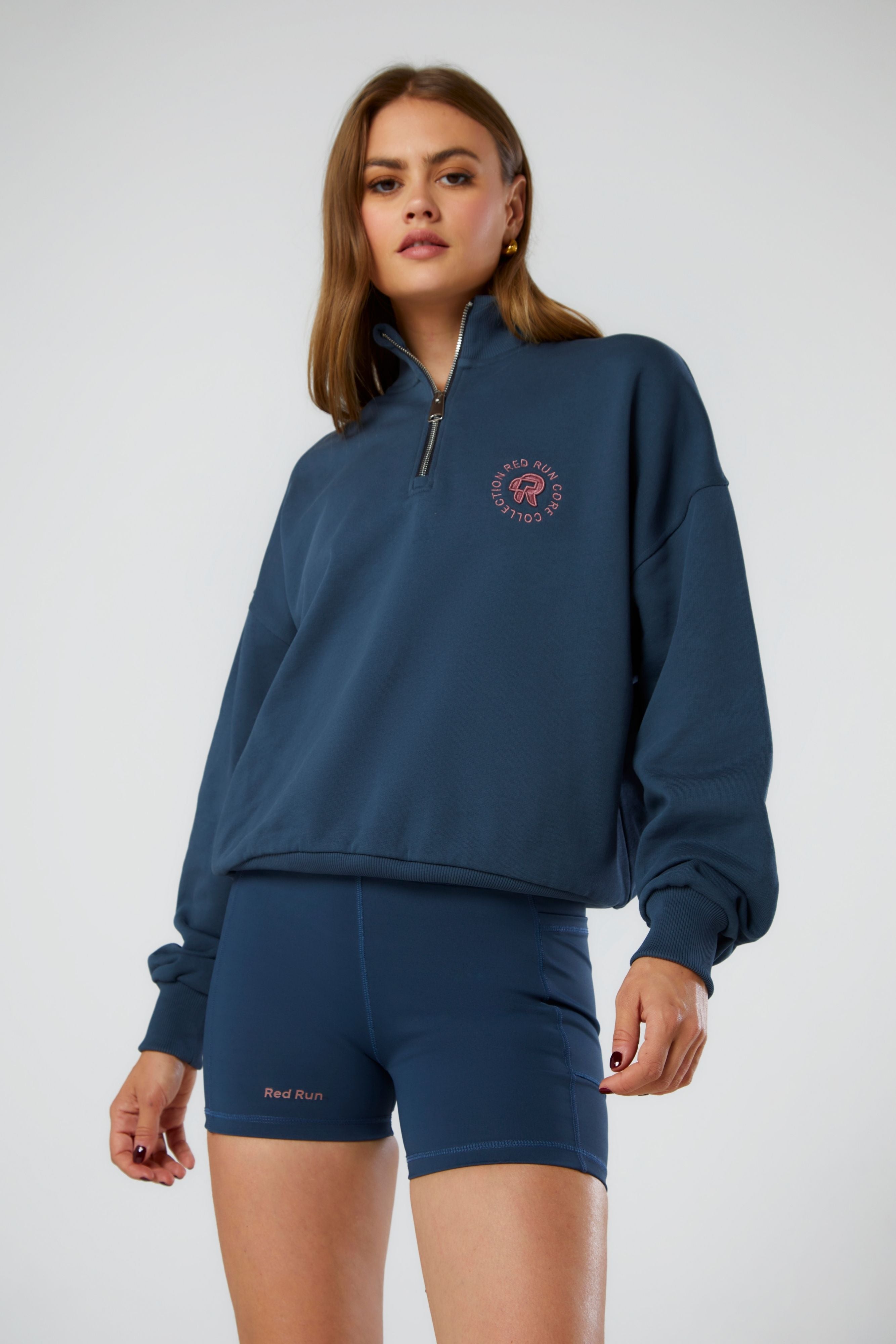 1/4 Zip Cotton Sweat Top - Core Midnight