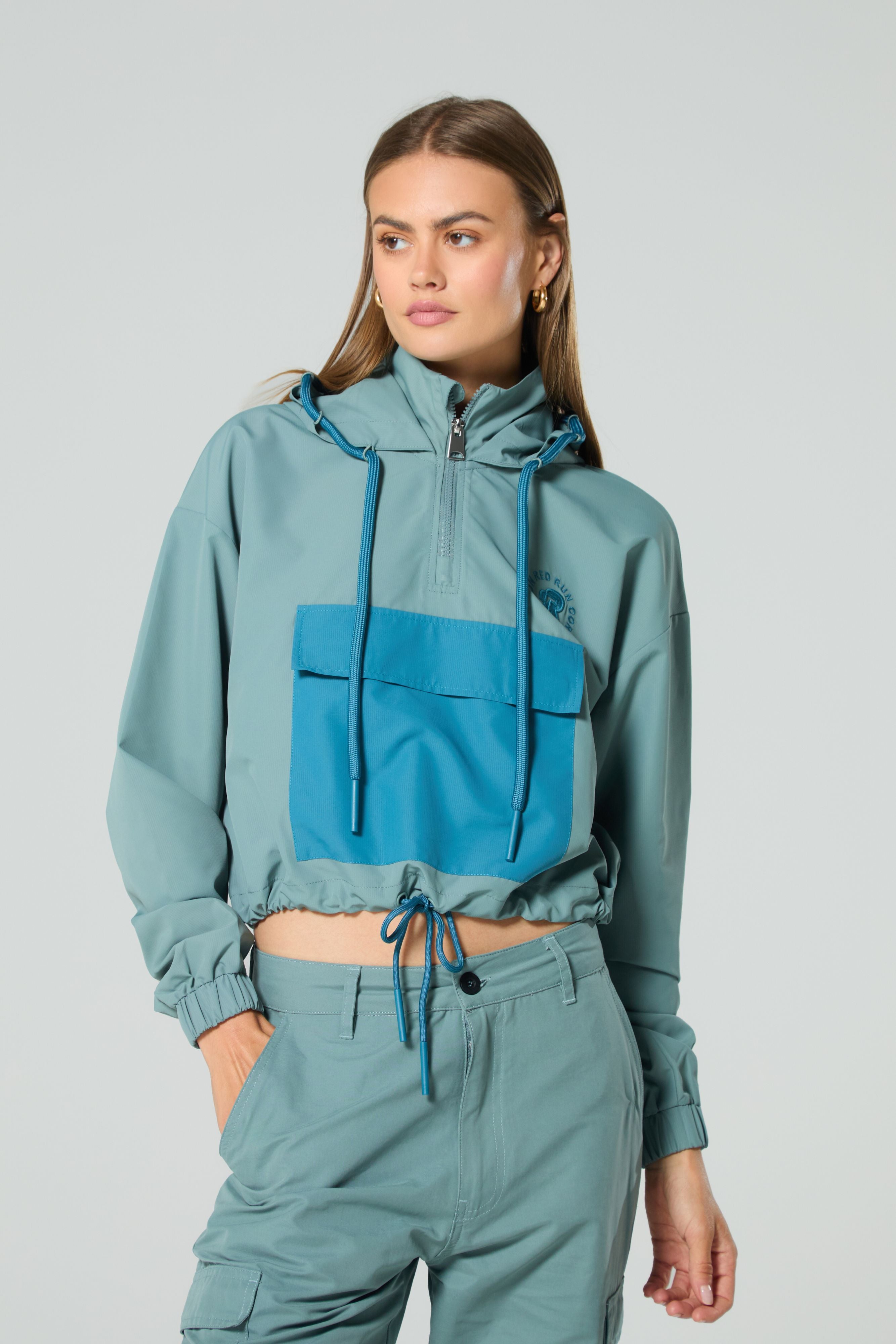 Cropped Windbreaker - Core Stormy Sea