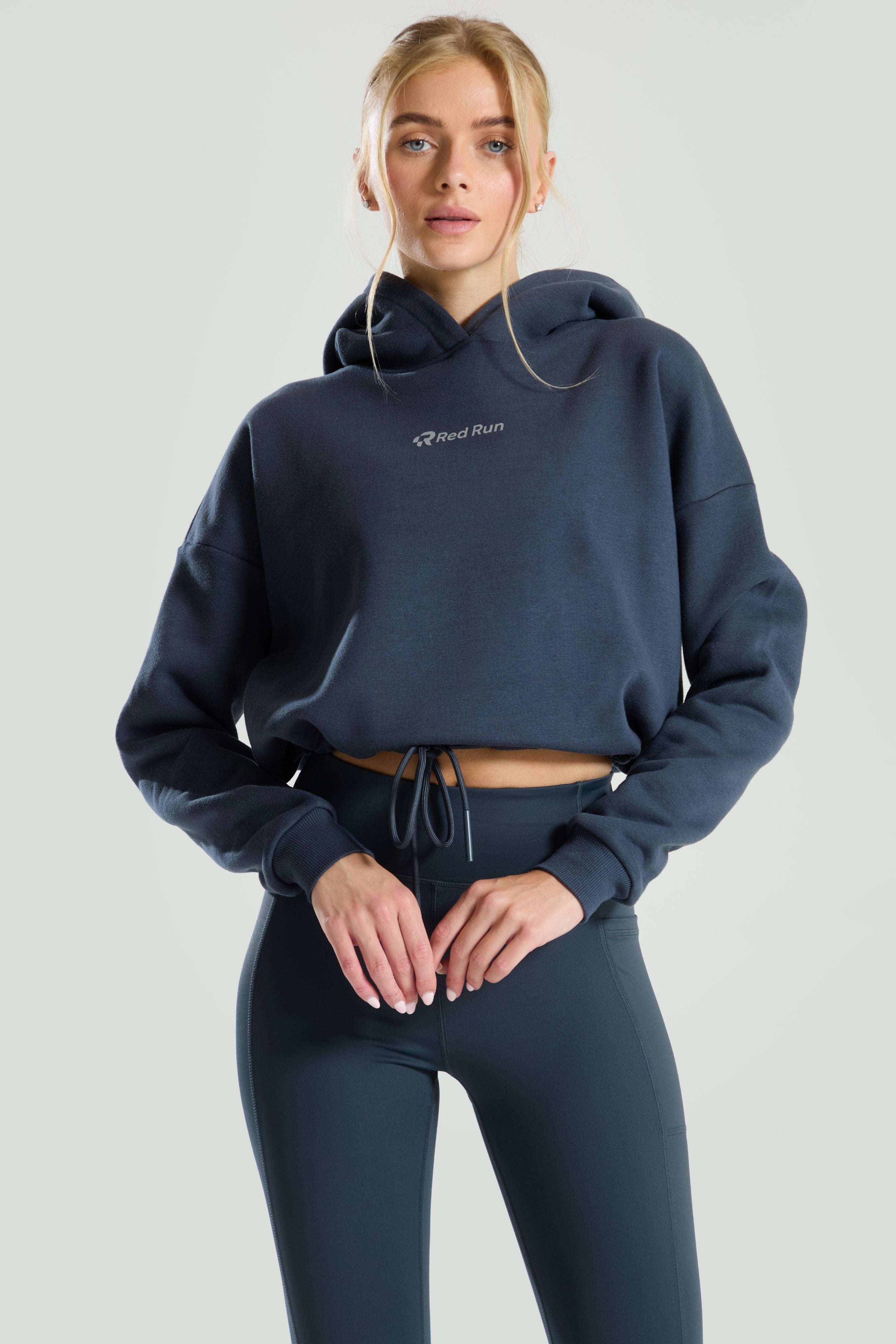 Active Cropped Hoodie - Slate Grey