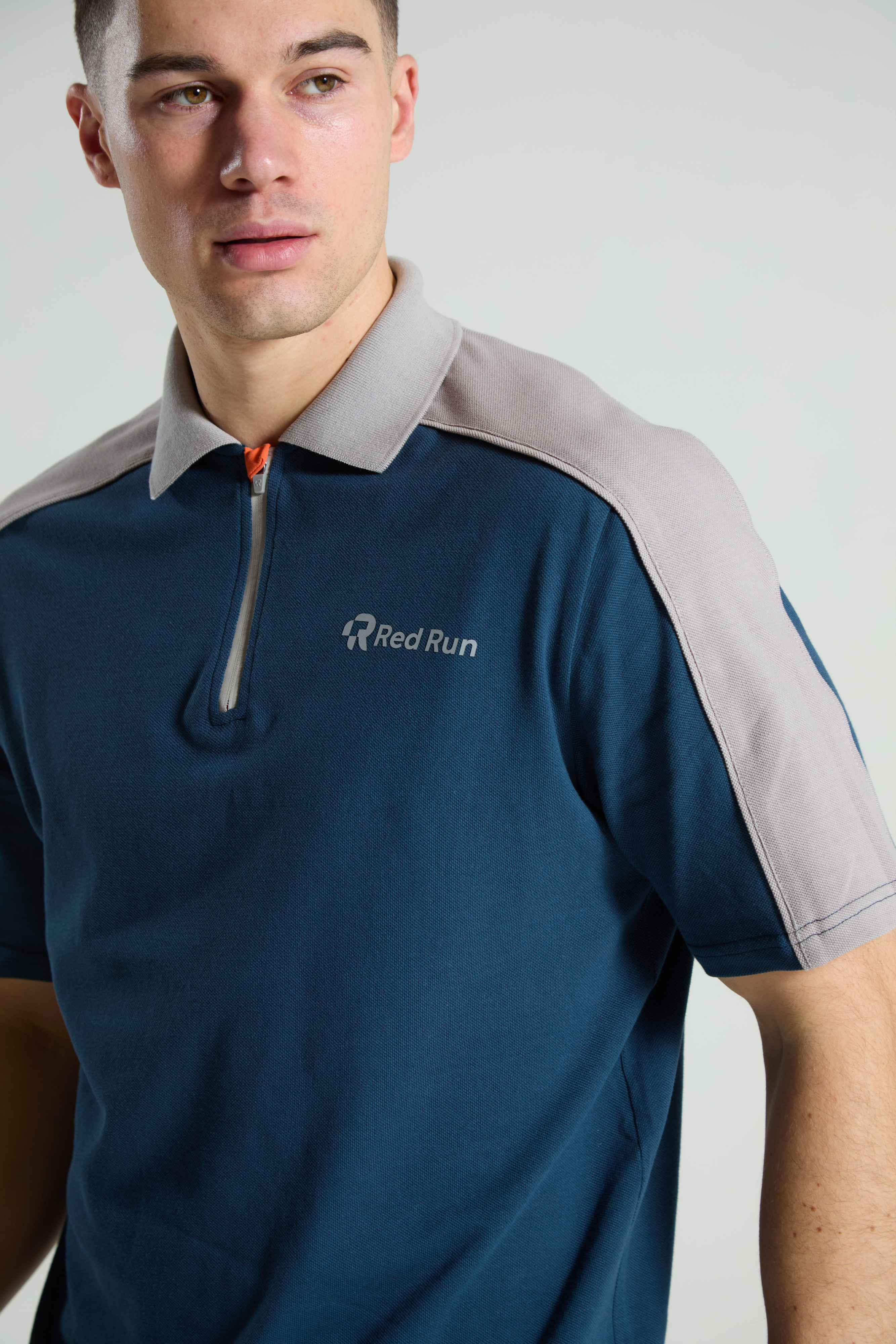 Men's Sport Zip Polo: Range 2 - Aqua Edge