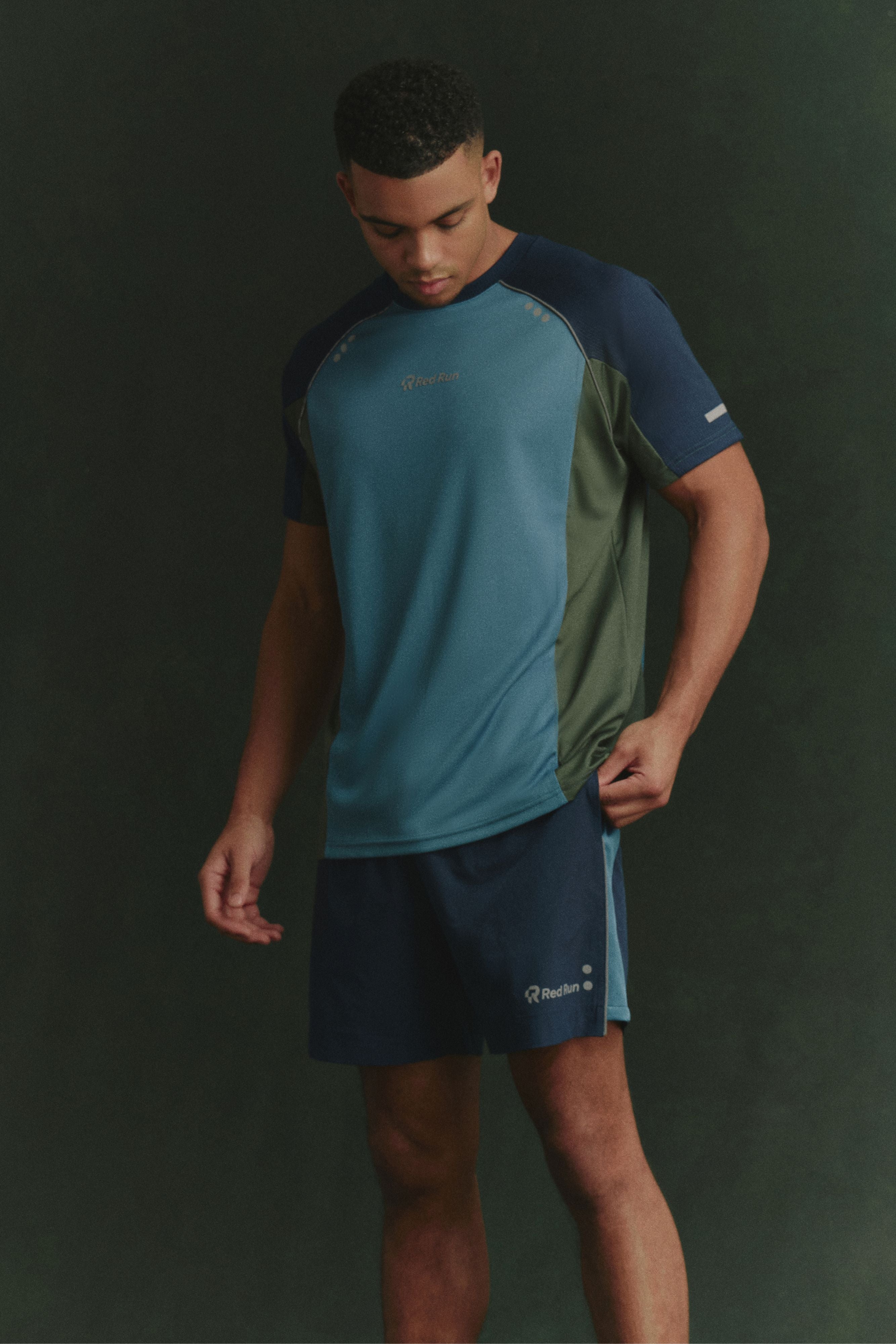 Men's Panelled Sports Short - Midnight Moss