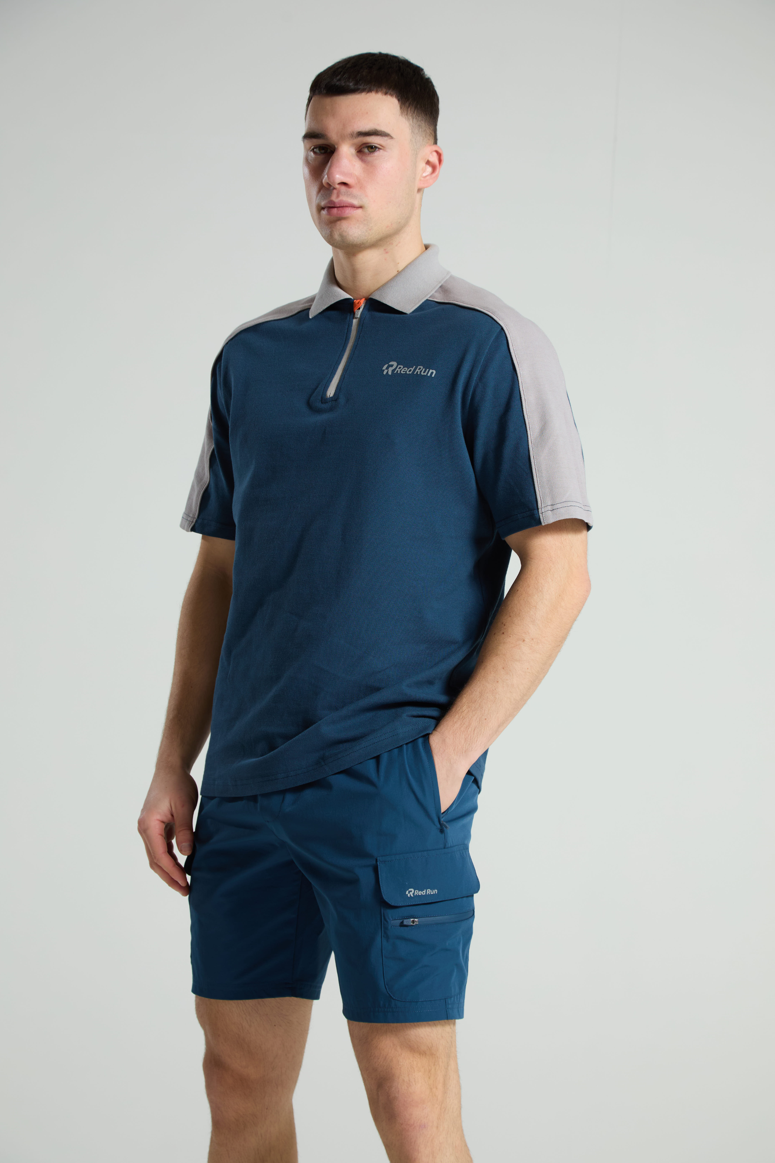 Men's Sport Zip Polo: Range 2 - Aqua Edge