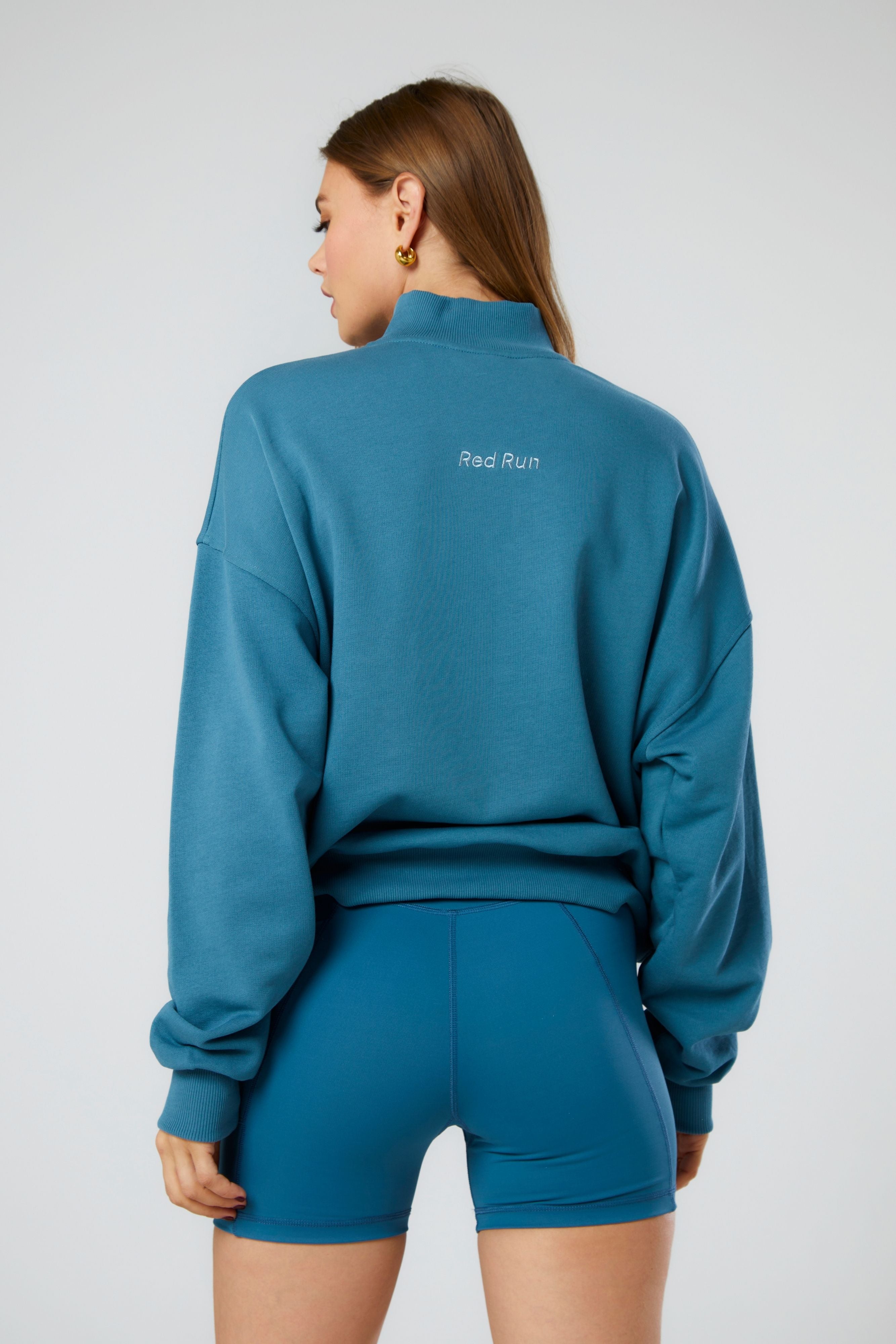 1/4 Zip Cotton Sweat Top - Core Stormy Sea