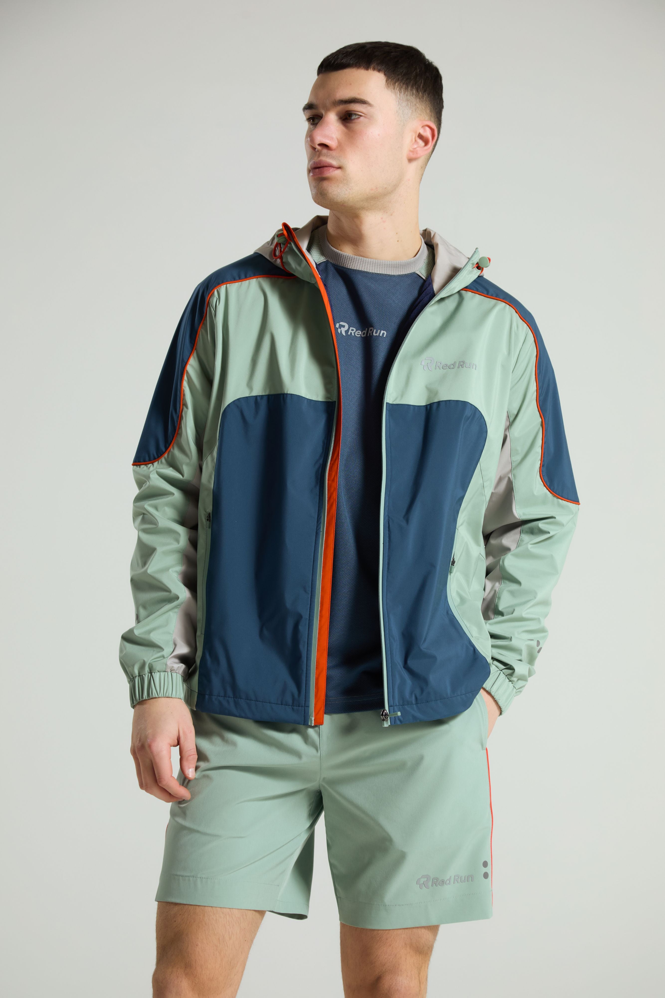 Men's Panelled Sports Short: Range 2 - Aqua Edge - Green
