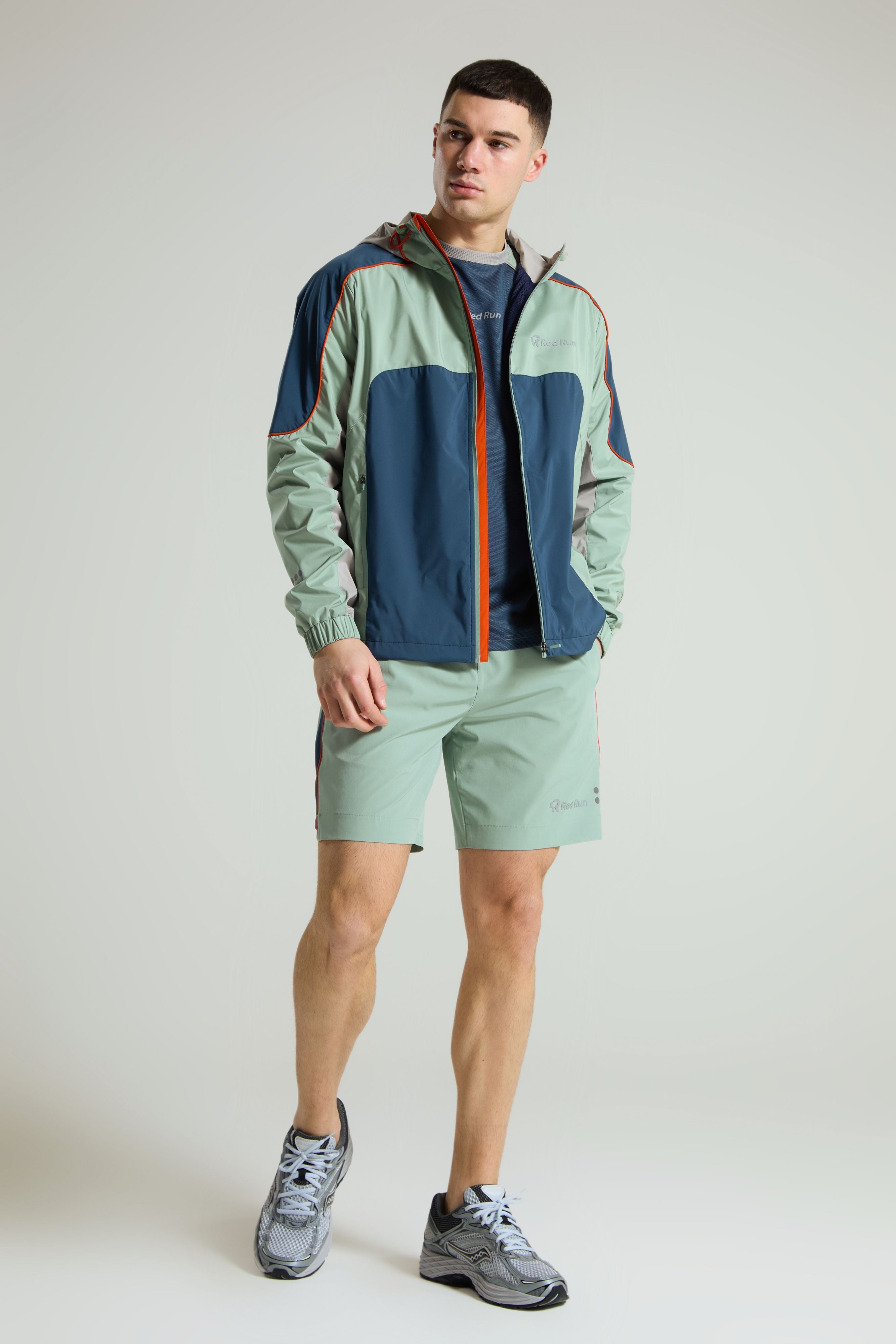 Men's Panelled Sports Short: Range 2 - Aqua Edge - Green