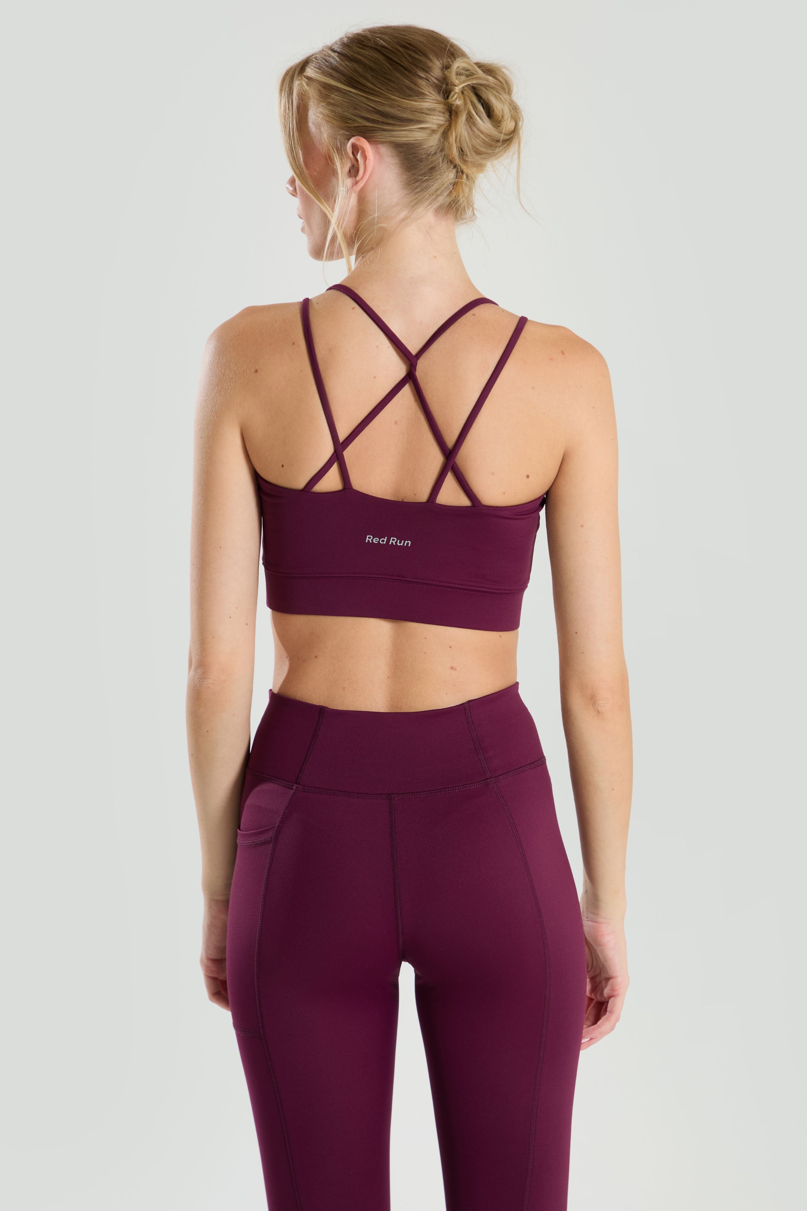 Active Strappy Workout Bra - Burgundy