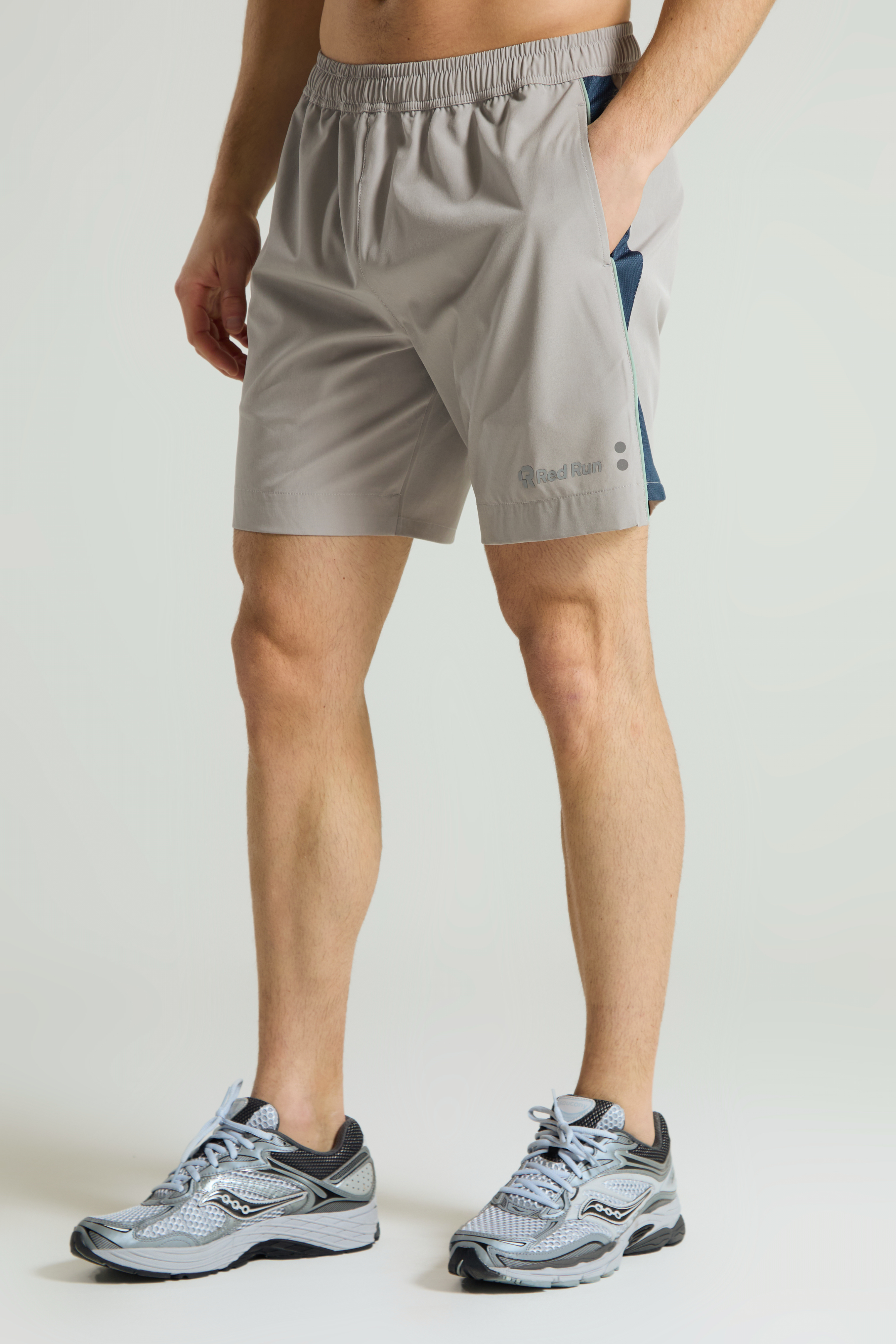 Men's Panelled Sports Short: Range 2 - Aqua Edge - Grey
