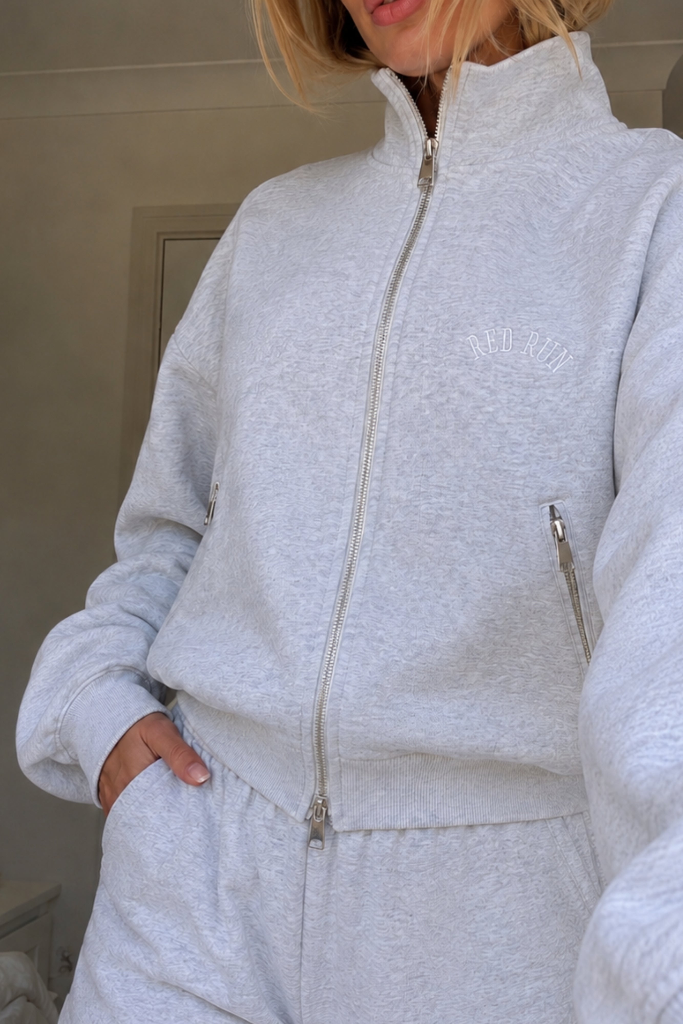 Active Full Zip Sweater - Grey Marl