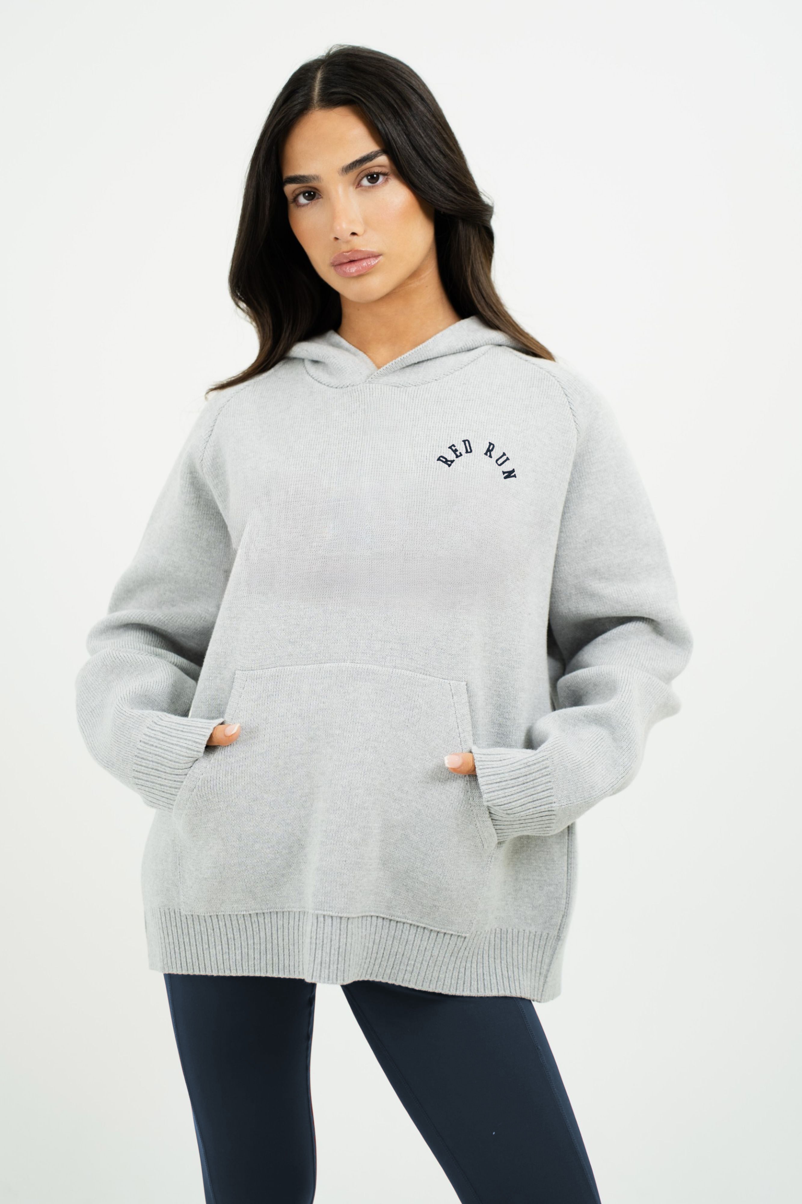 Knit Hoodie - Grey Melange/Slate Grey - Sweater