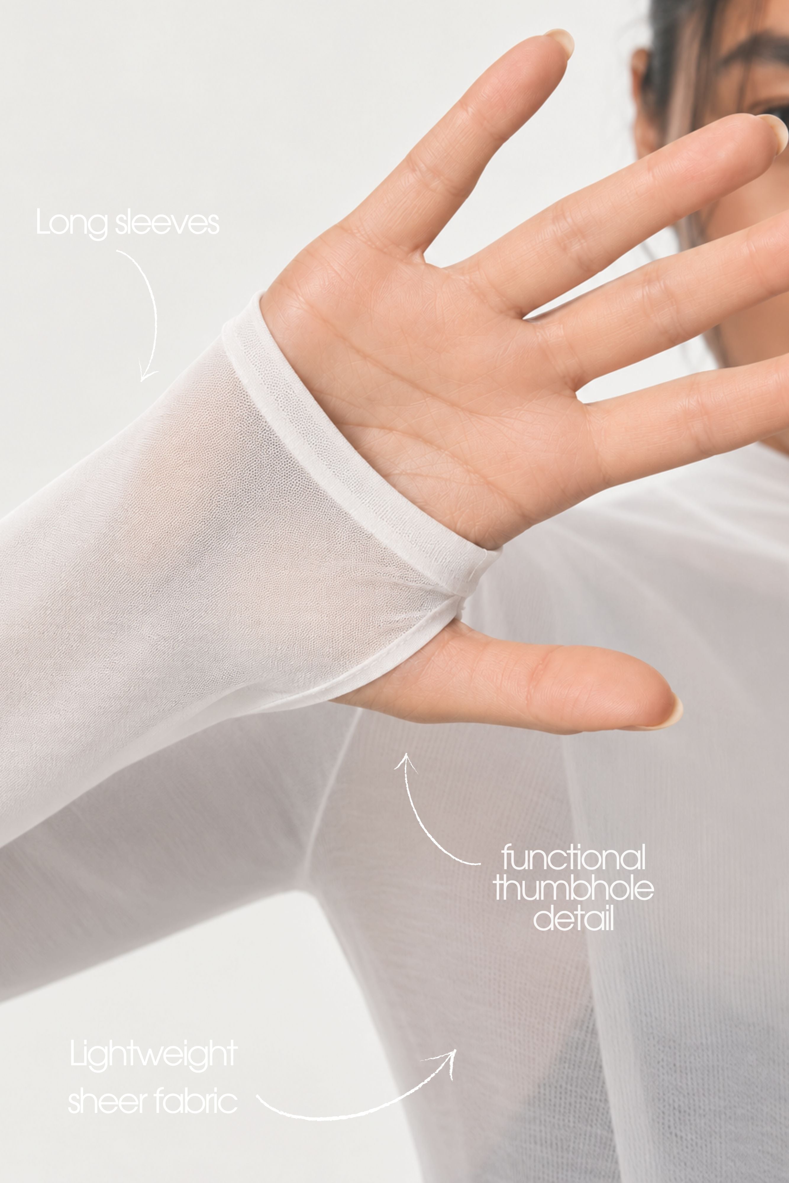 Active Sheer Long Sleeve Top - White