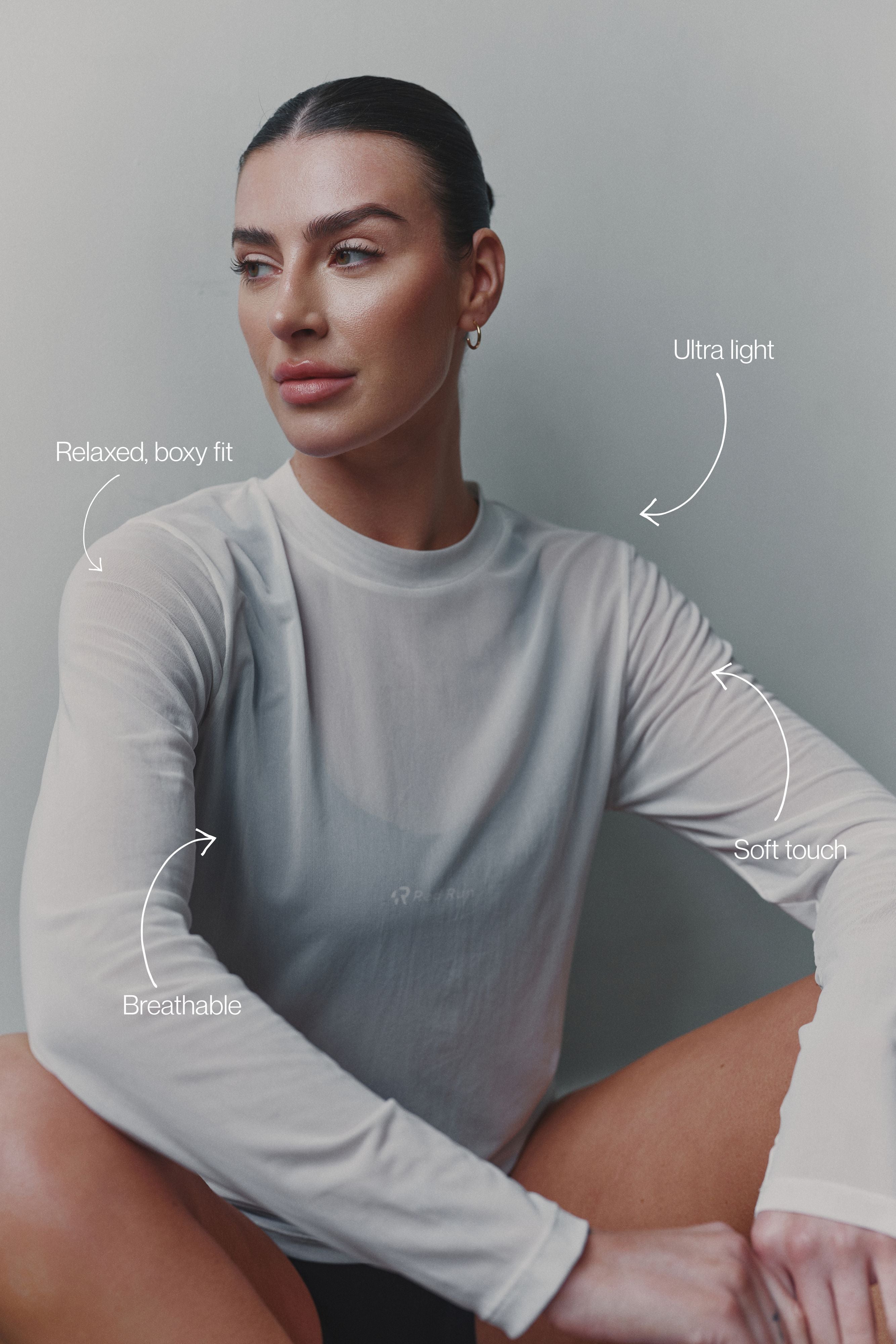 Active Sheer Long Sleeve Top - White