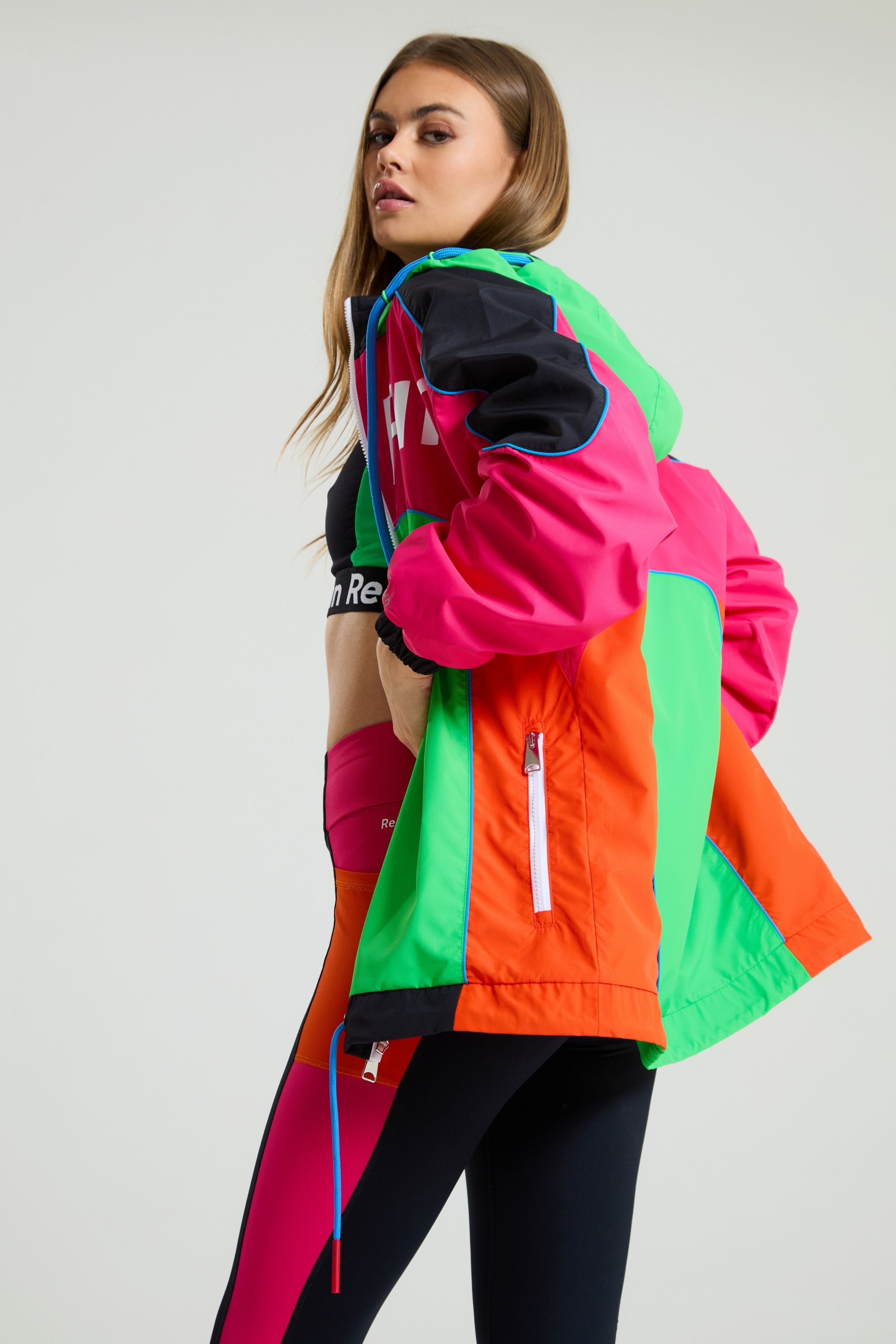 Colour Block Track Jacket - Neon Safari