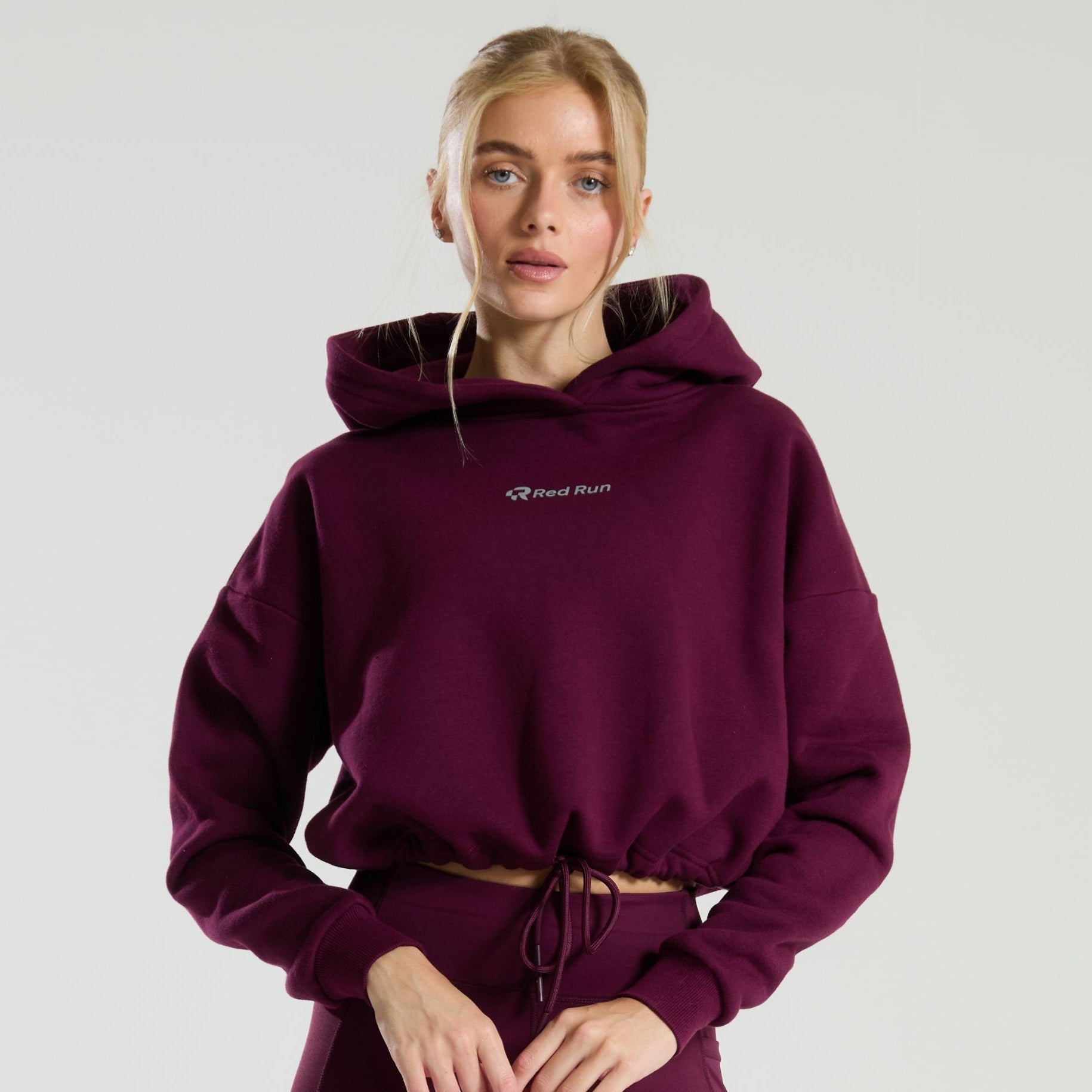 Active Cropped Hoodie - Burgundy sweater