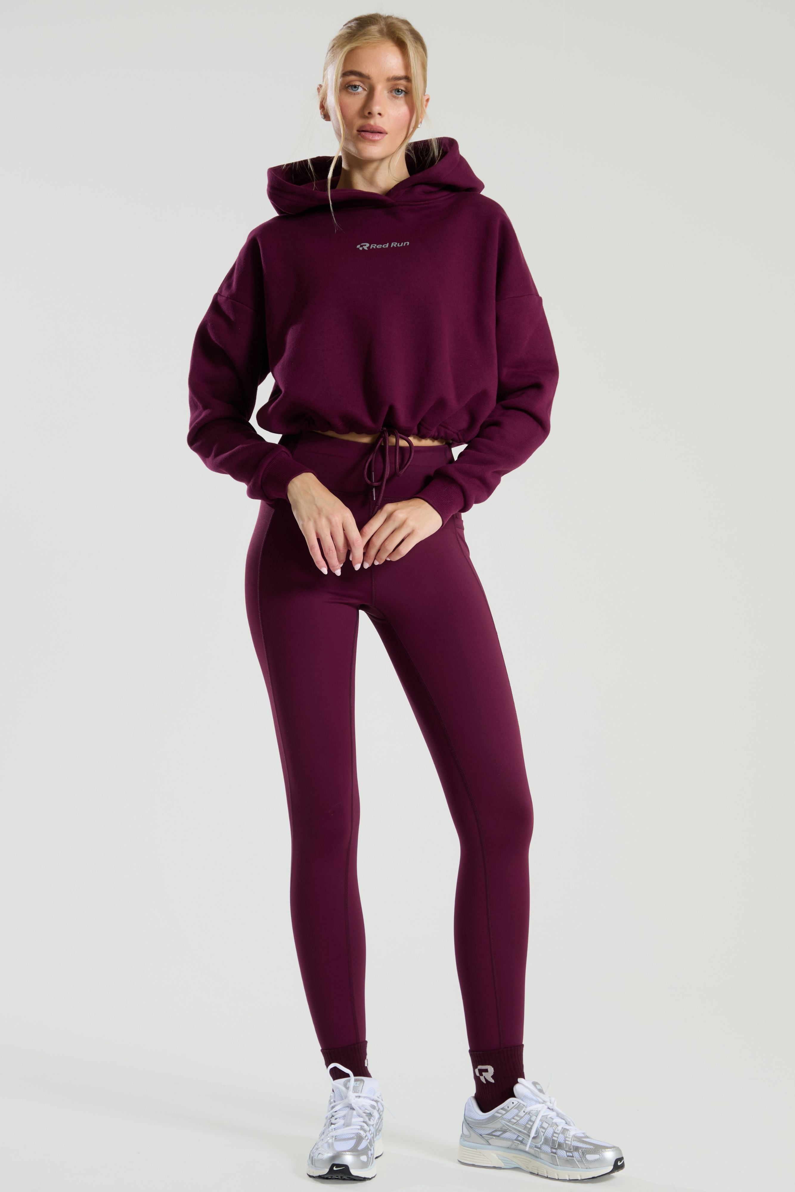 Active Cropped Hoodie - Burgundy