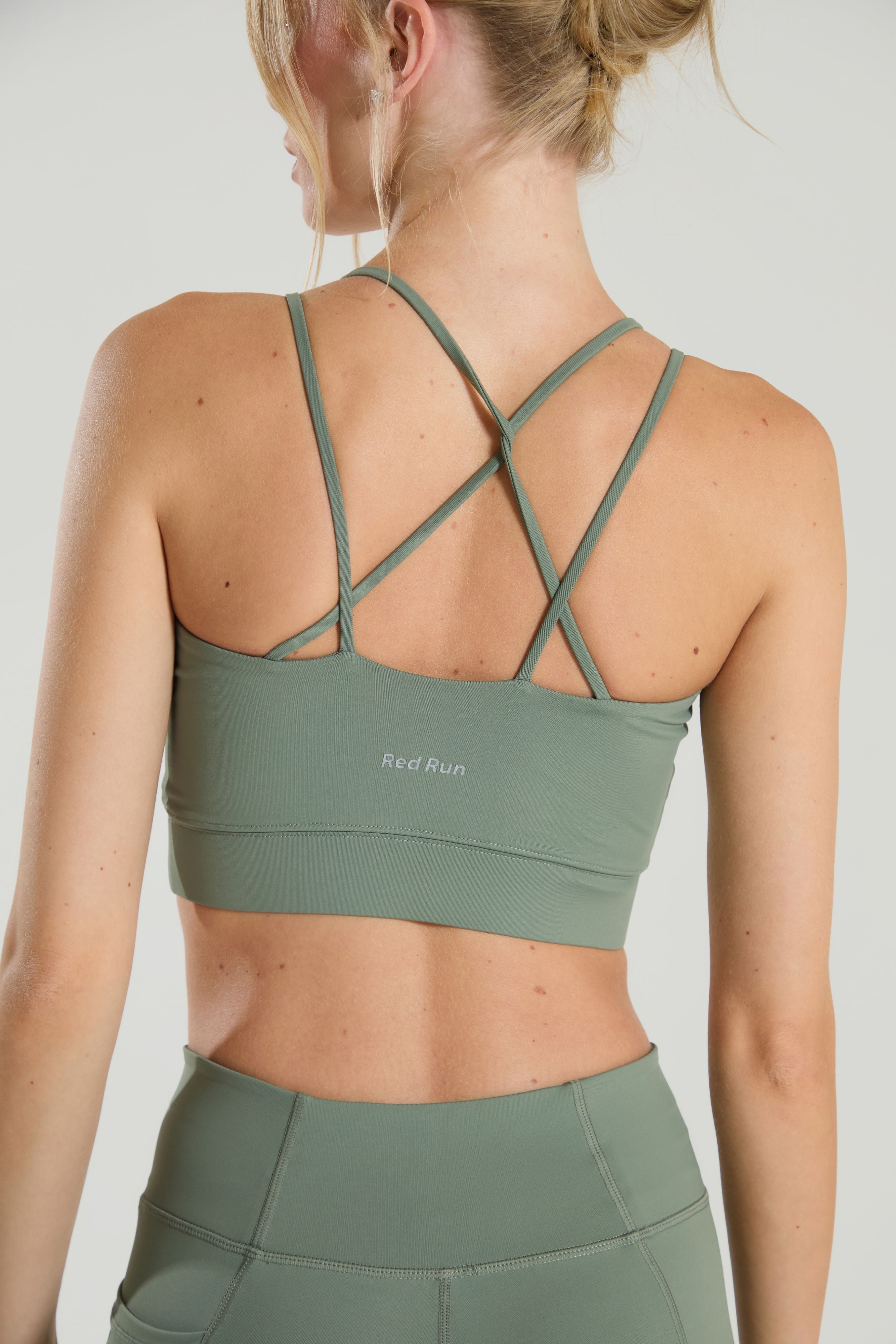 Active Strappy Workout Bra - Olive Green