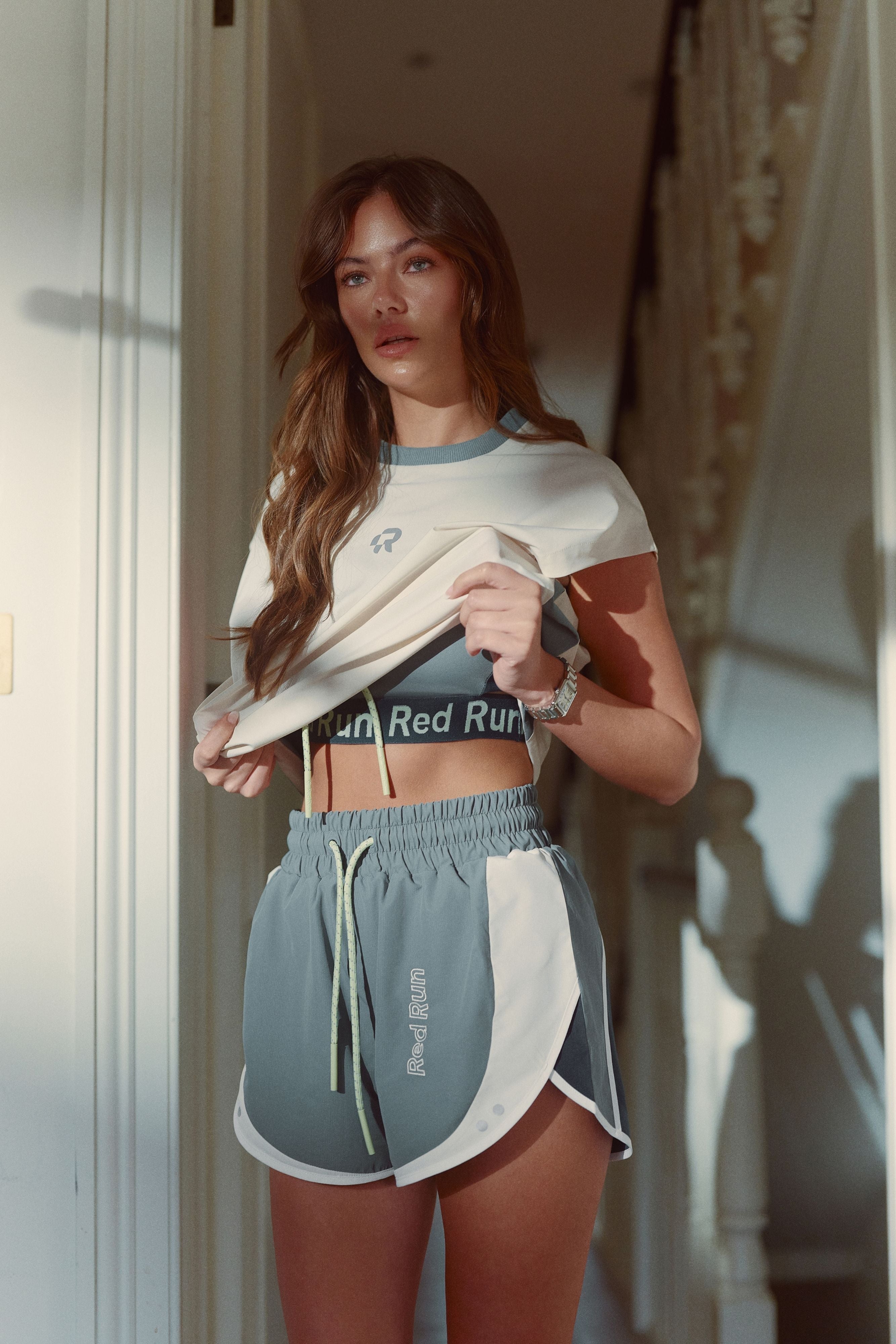 Colour Block Sports Bra - Skyline