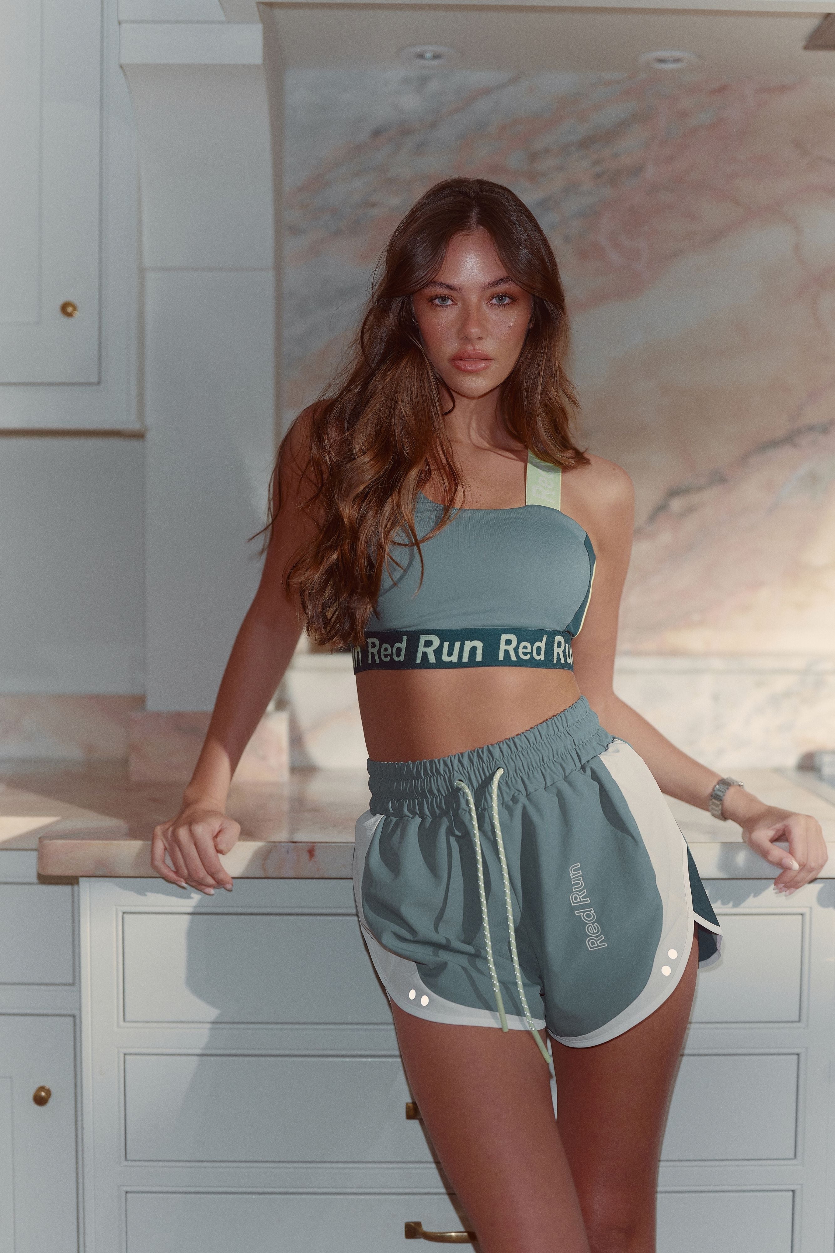 Colour Block Sports Bra - Skyline