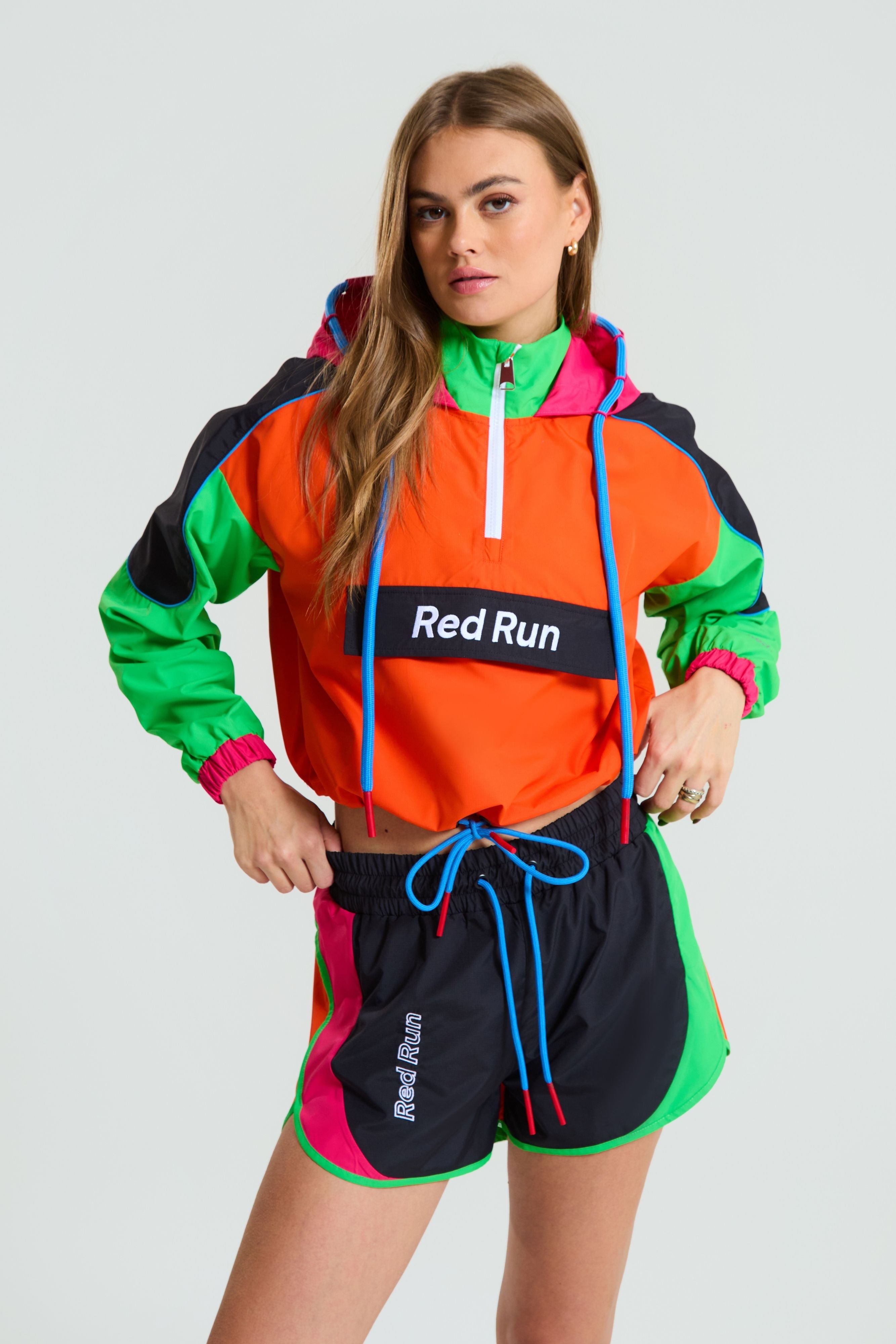 Colour Block Running Shorts - Neon Safari