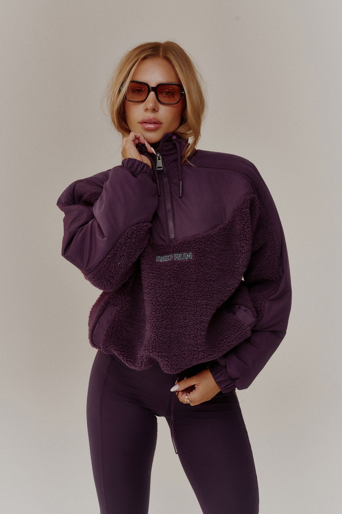 Active Shearling Pullover - Dark Cherry