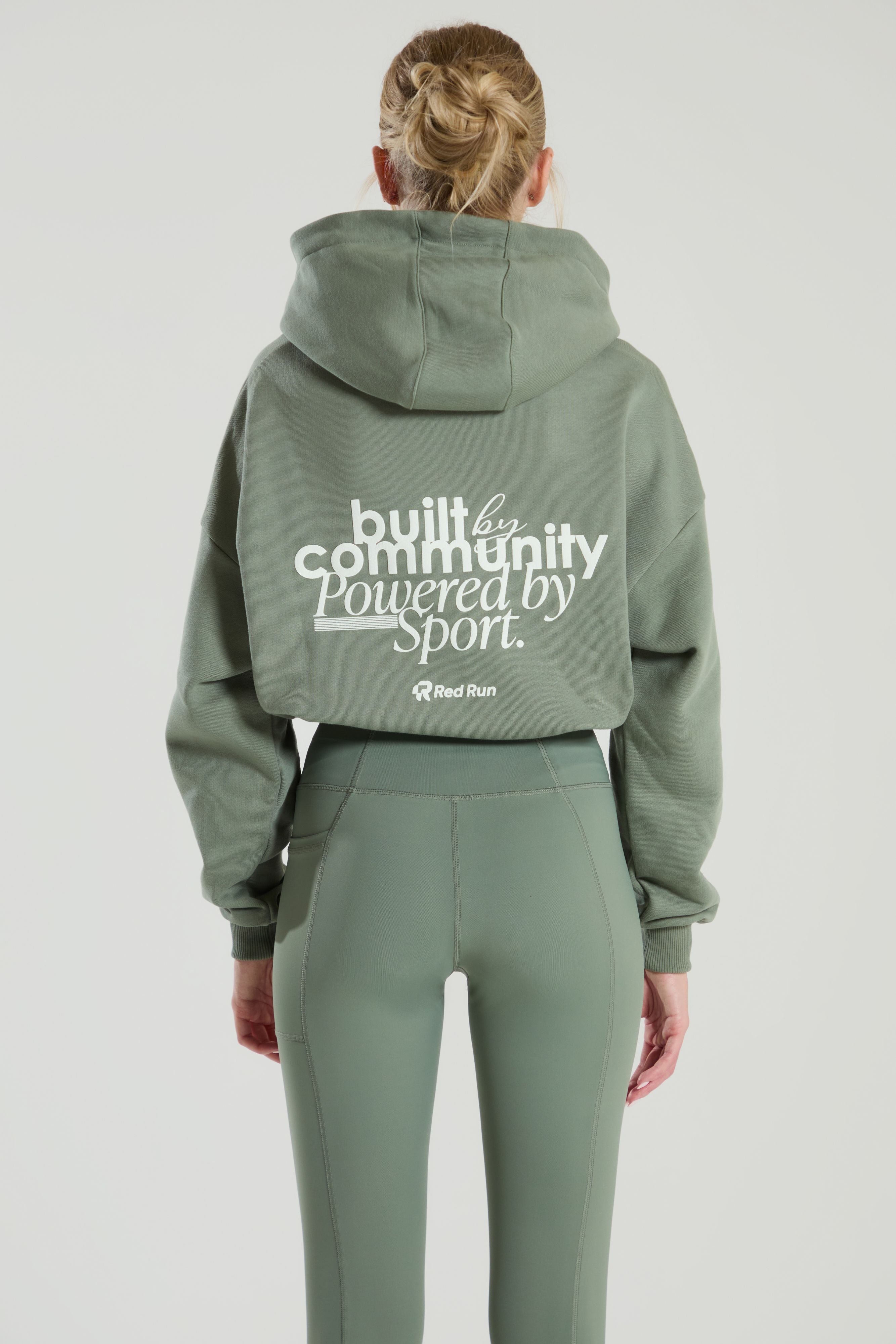 Active Cropped Hoodie - Olive Green