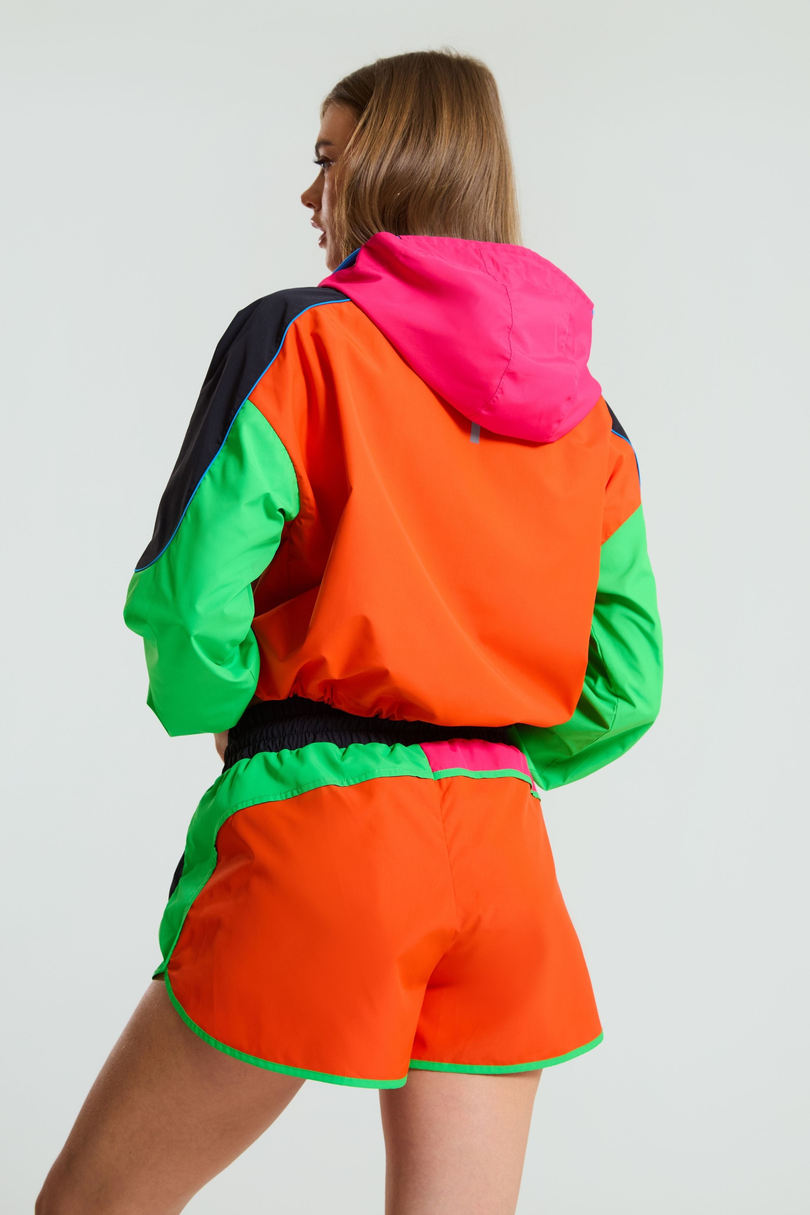 Colour Block Running Shorts - Neon Safari
