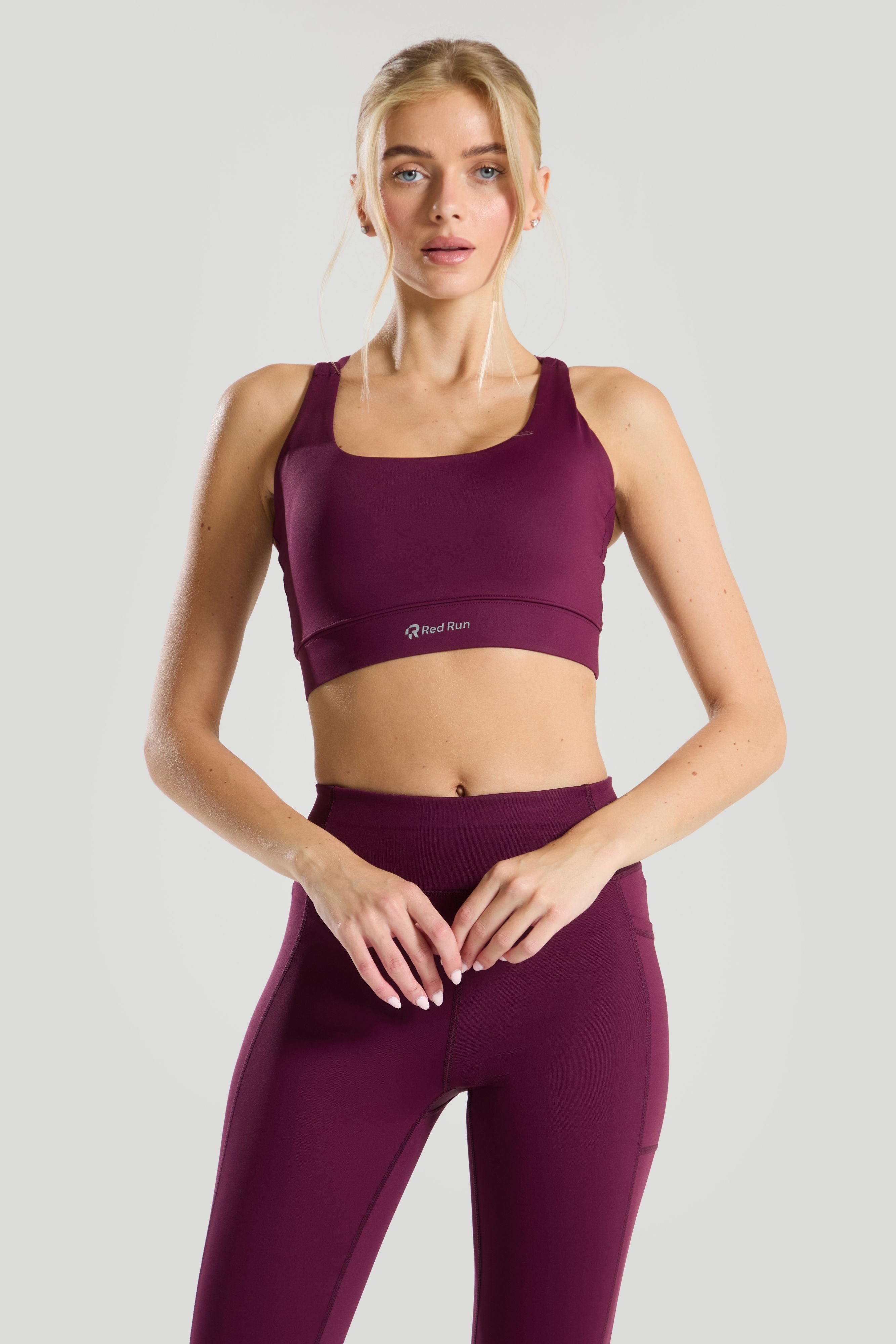 Strappy Workout Bra - Active: Burgundy