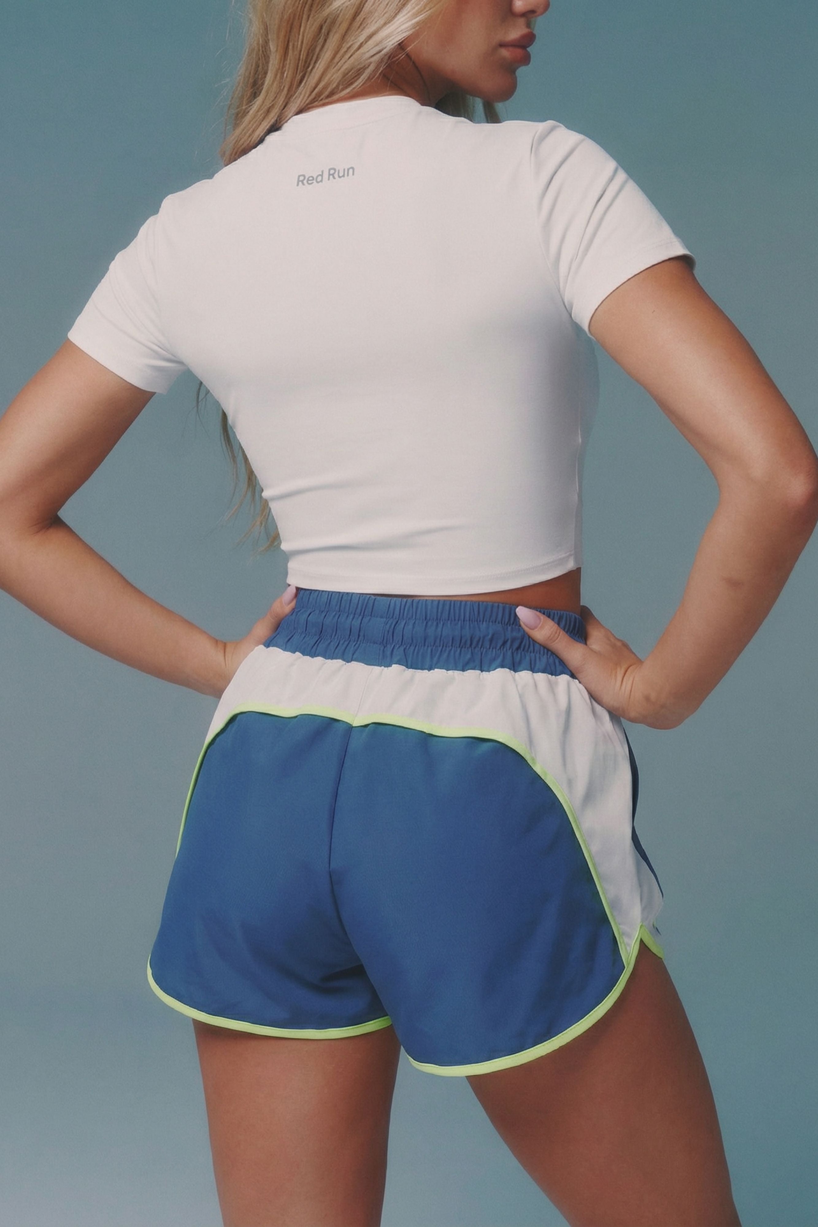 Colour Block Running Short - Sky Volt