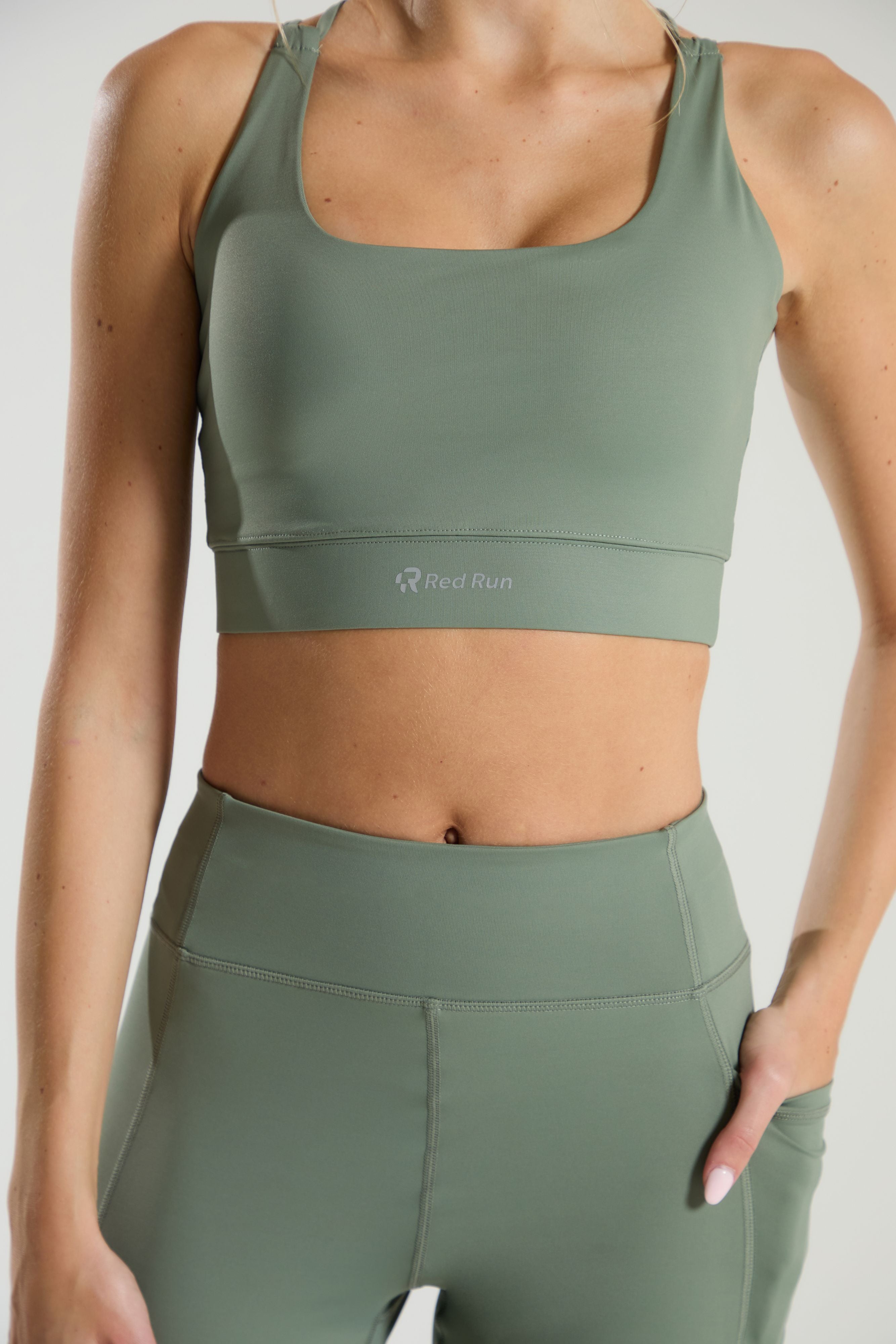 Active Strappy Workout Bra - Olive Green