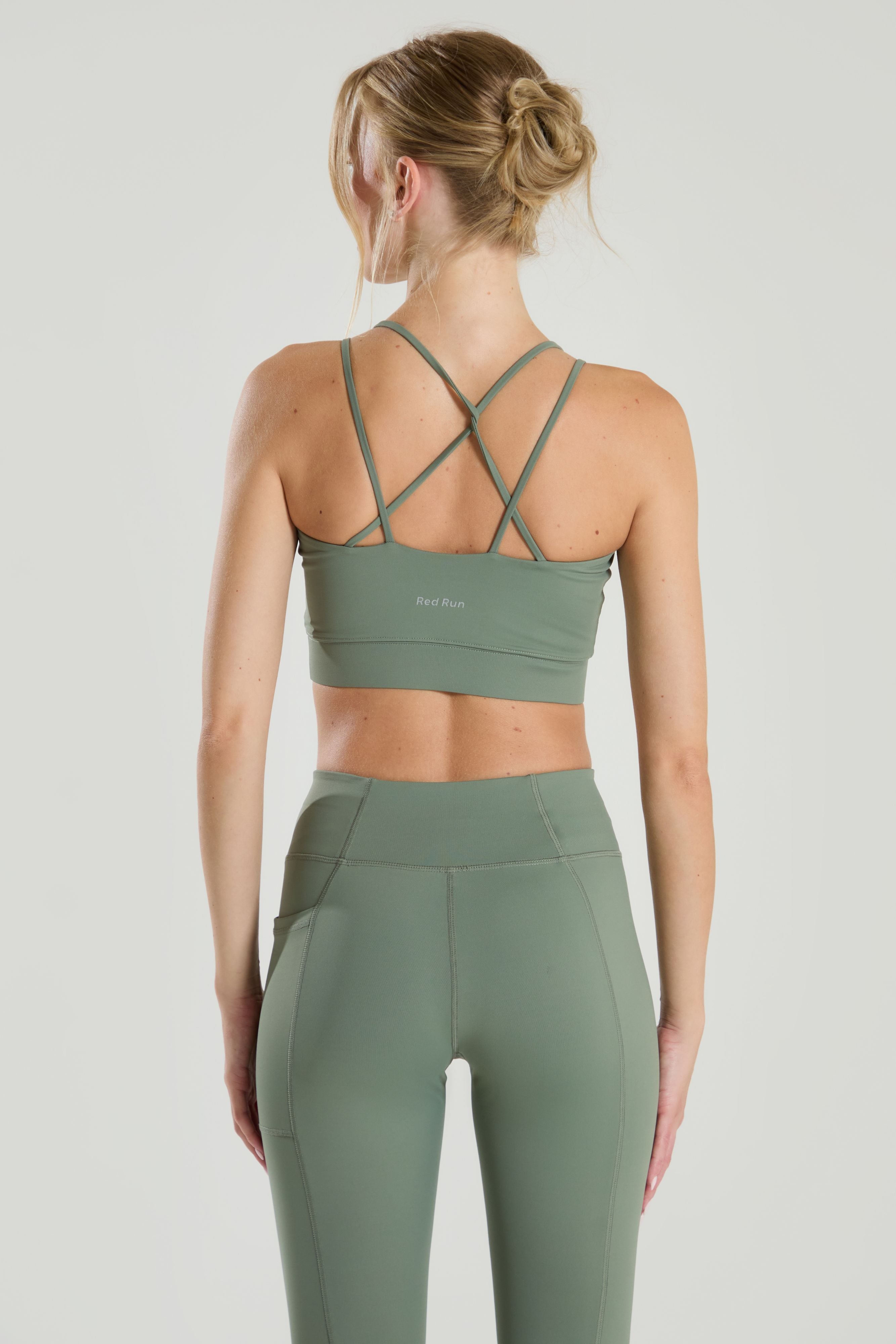 Active Strappy Workout Bra - Olive Green