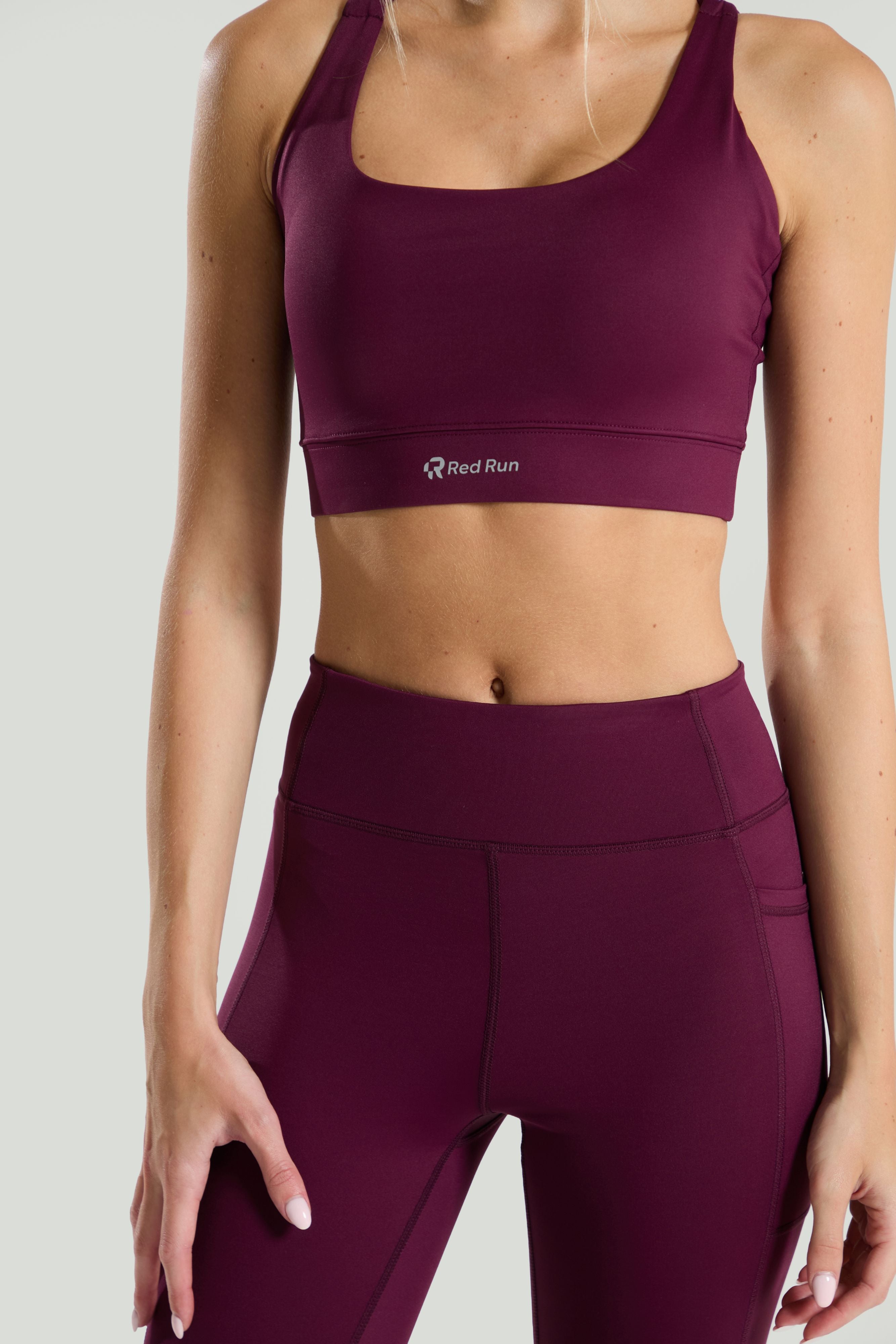 Strappy Workout Bra - Active: Burgundy