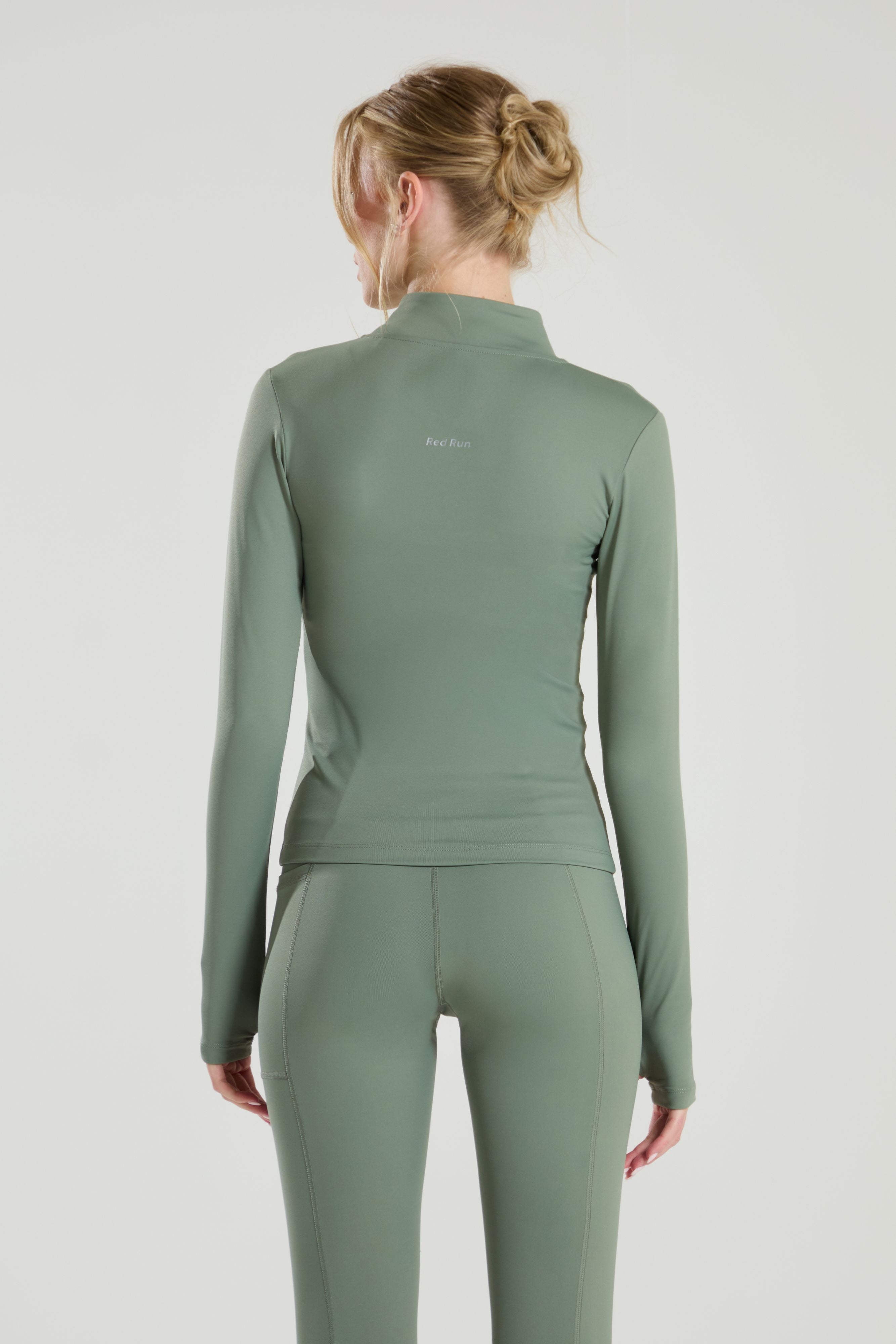 Active Technical Full Zip Top - Olive Green