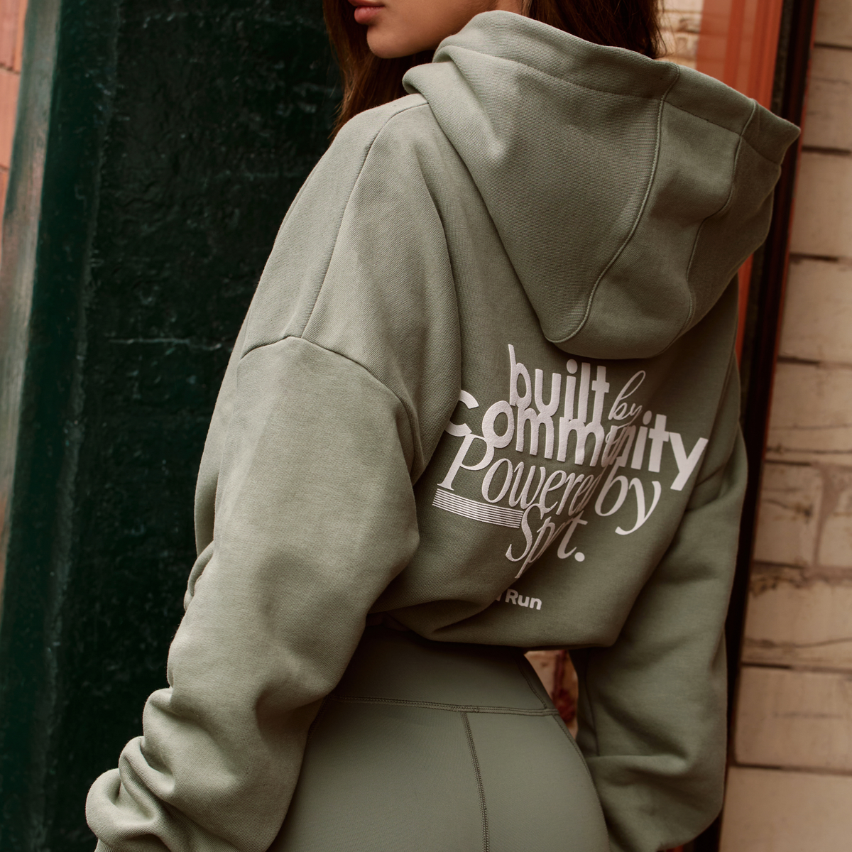 Active Cropped Hoodie - Olive Green Sweater