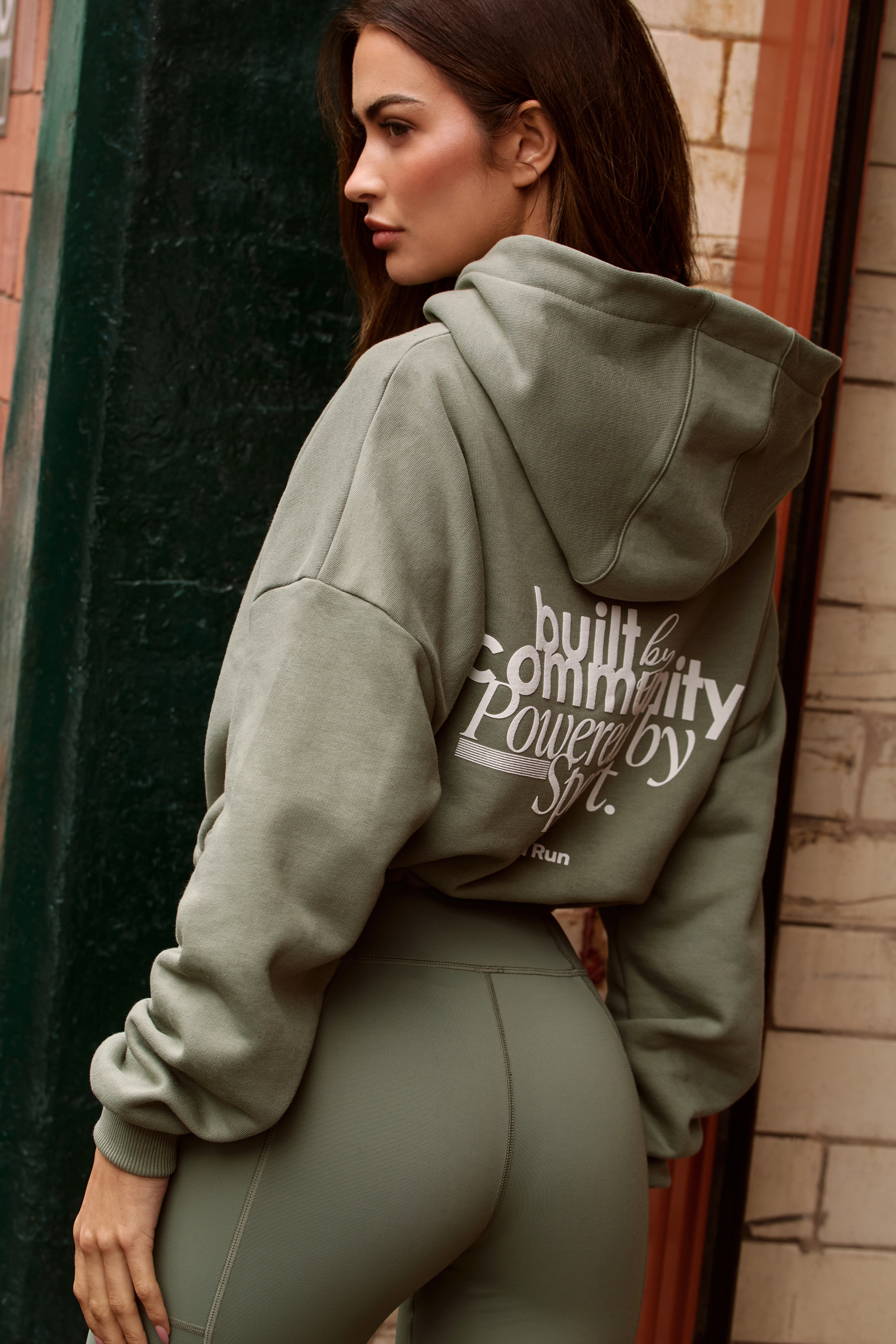 Active Cropped Hoodie - Olive Green Sweater